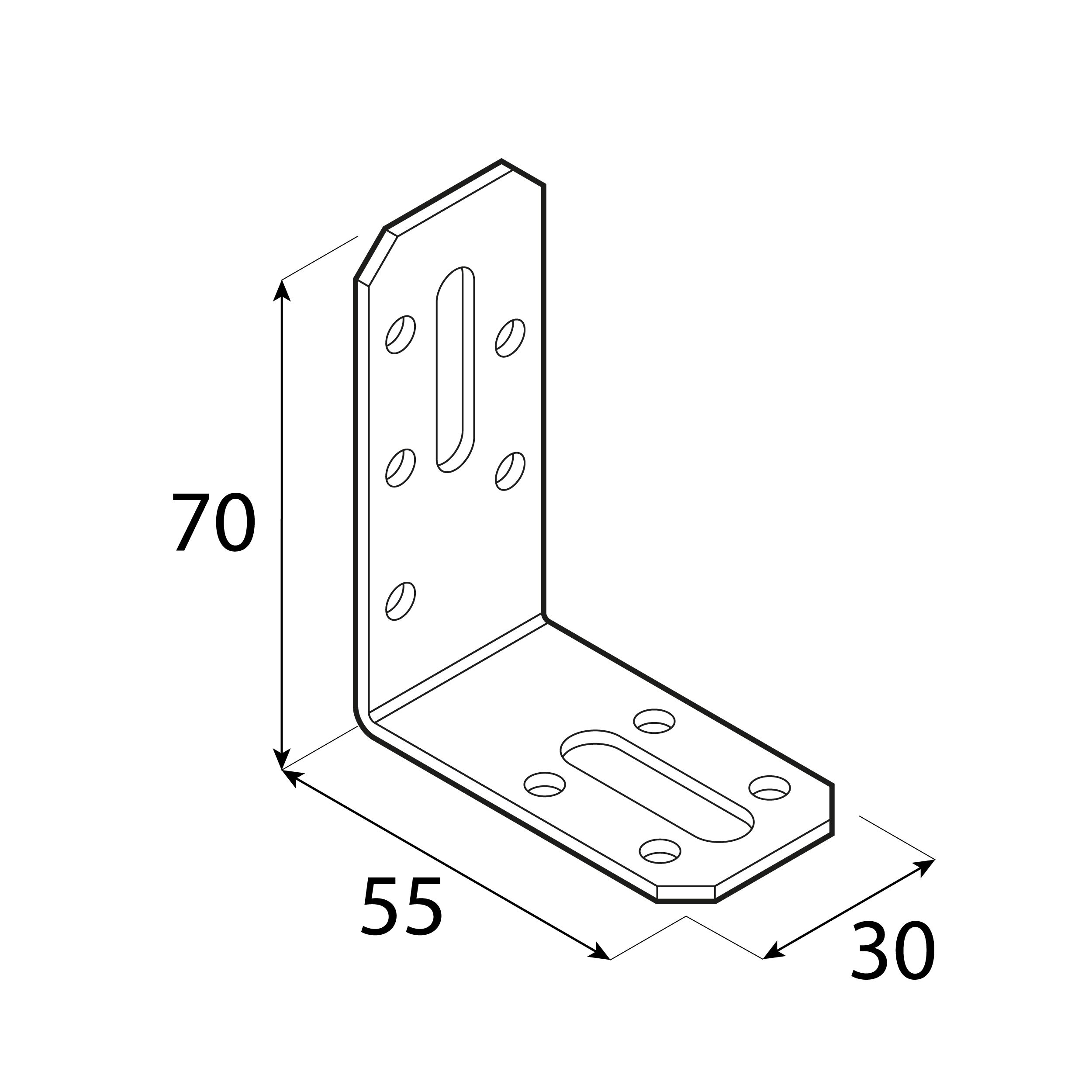 Kątownik dwustronny z regulacją - KRD 2 | 70x55x30 mm | 2 mm