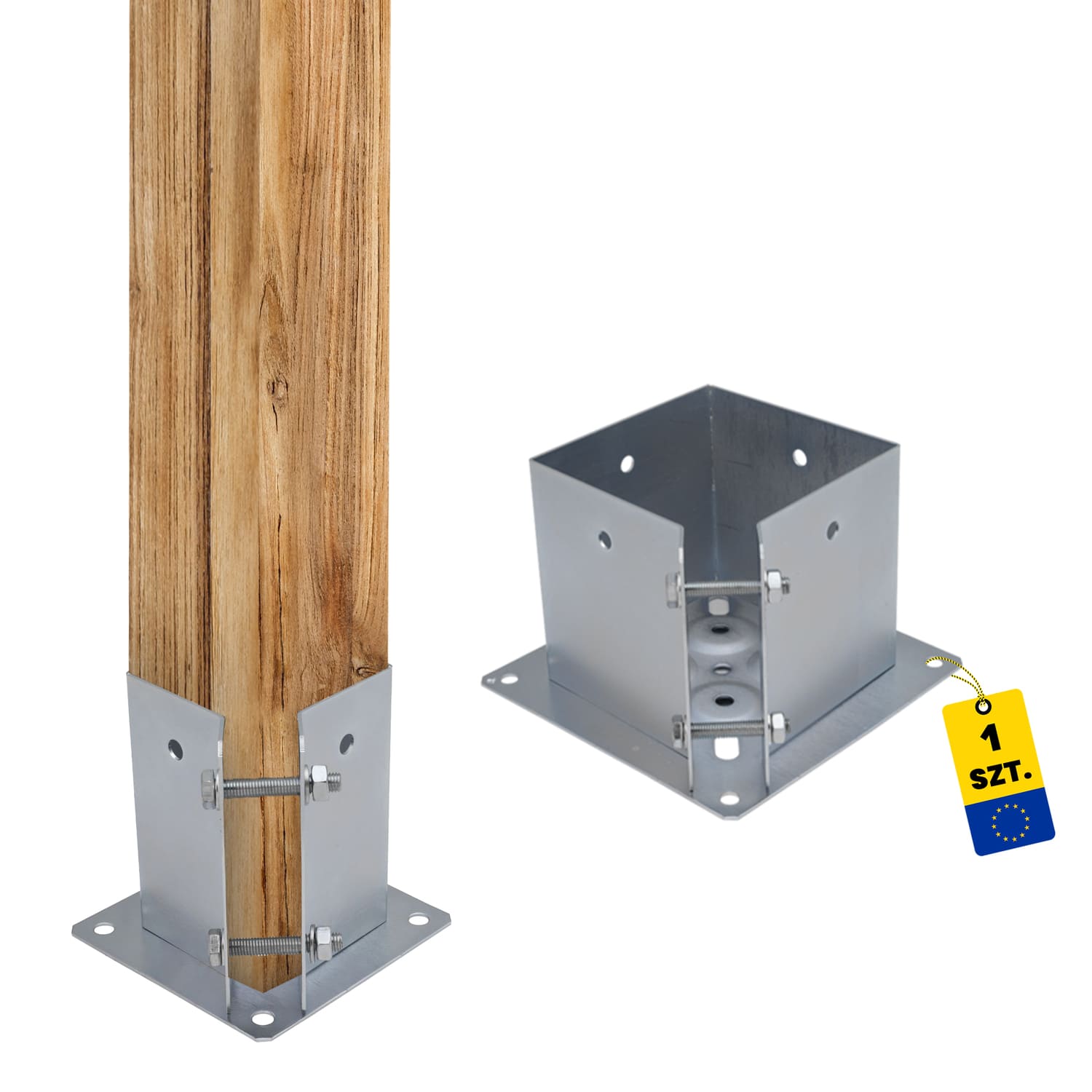 Podstawa słupa z podstawą prostokątną regulowana PSPA, 150 mm, srebrny.