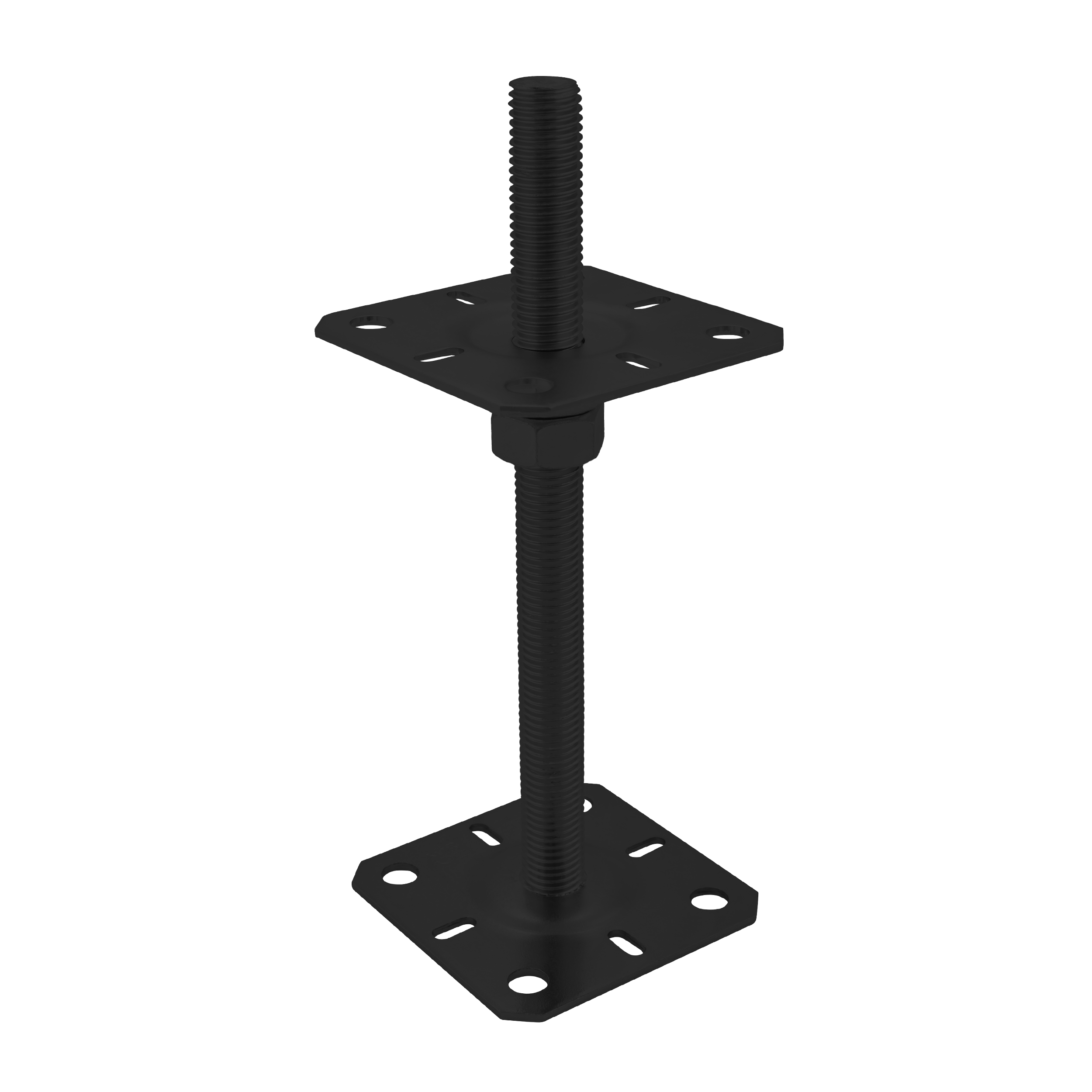 Podstawa słupa kotwa płaska gwintowana regulowana wysokość - PSR | 100x250 mm | M20 | Czarny Podstawa słupa kotwa płaska gwintowana regulowana wysokość PSR, 100x250 mm, M20, czarny, ujęcie 1.