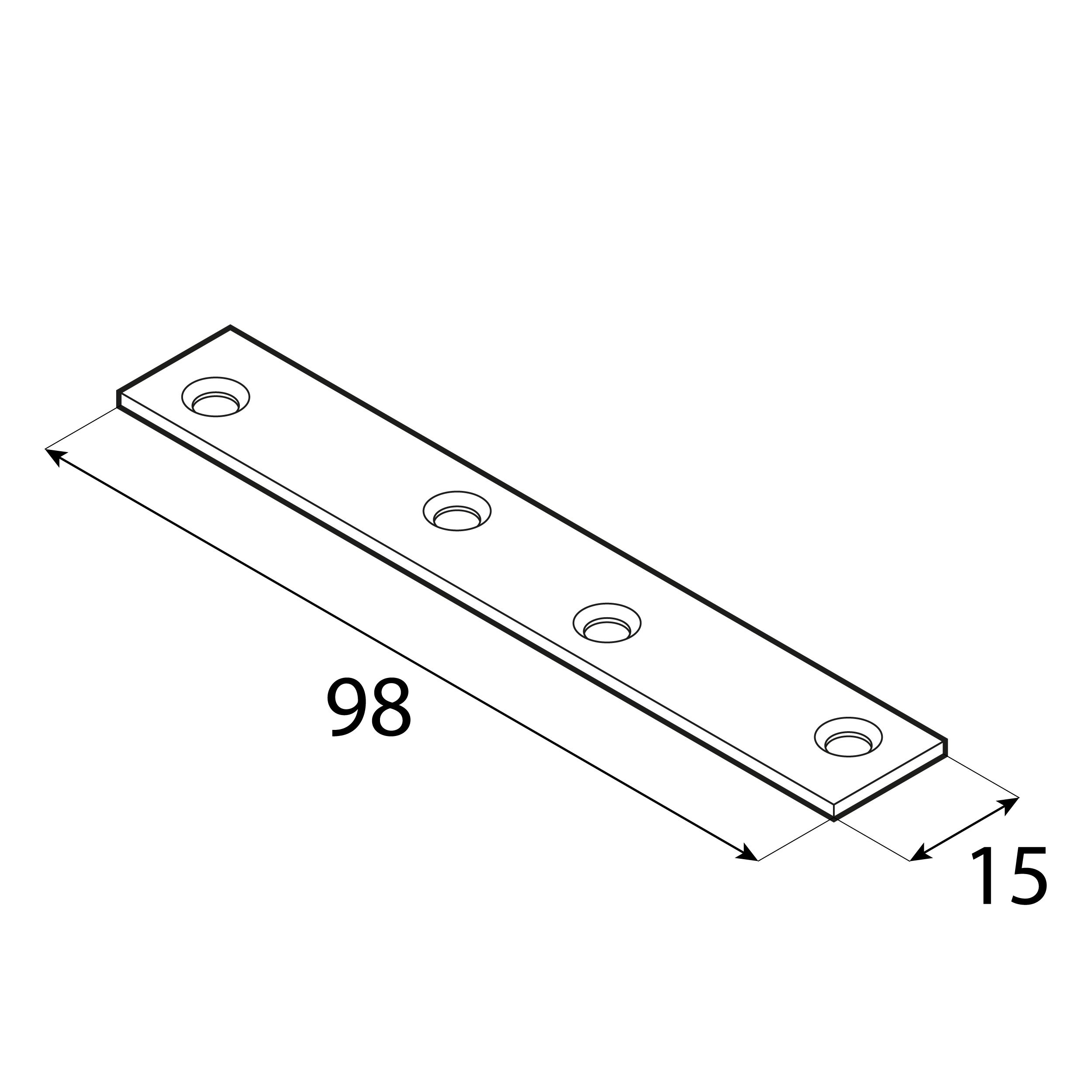 Łącznik wąski uniwersalny stalowy - LW 120 | 118xx15 mm | 50 szt Łącznik wąski uniwersalny stalowy LW 120, 118xx15 mm, 50 szt., 118x15x1,5 mm, Stal konstrukcyjna DC01, srebrny.