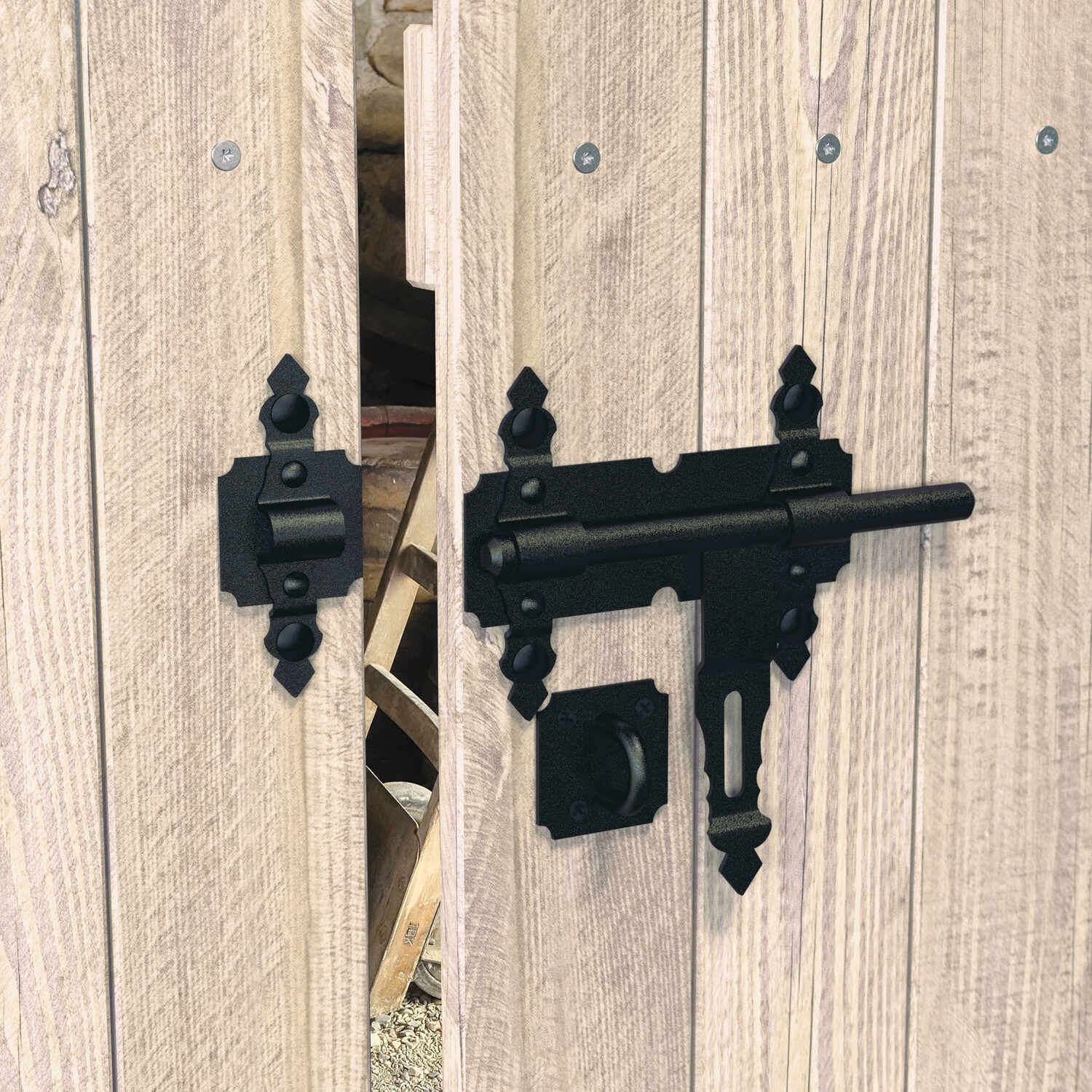 Zasuwa ciężka ozdobna z ryglem płaskim do bramy furtki - WCZ  | Czarny | 250 mm