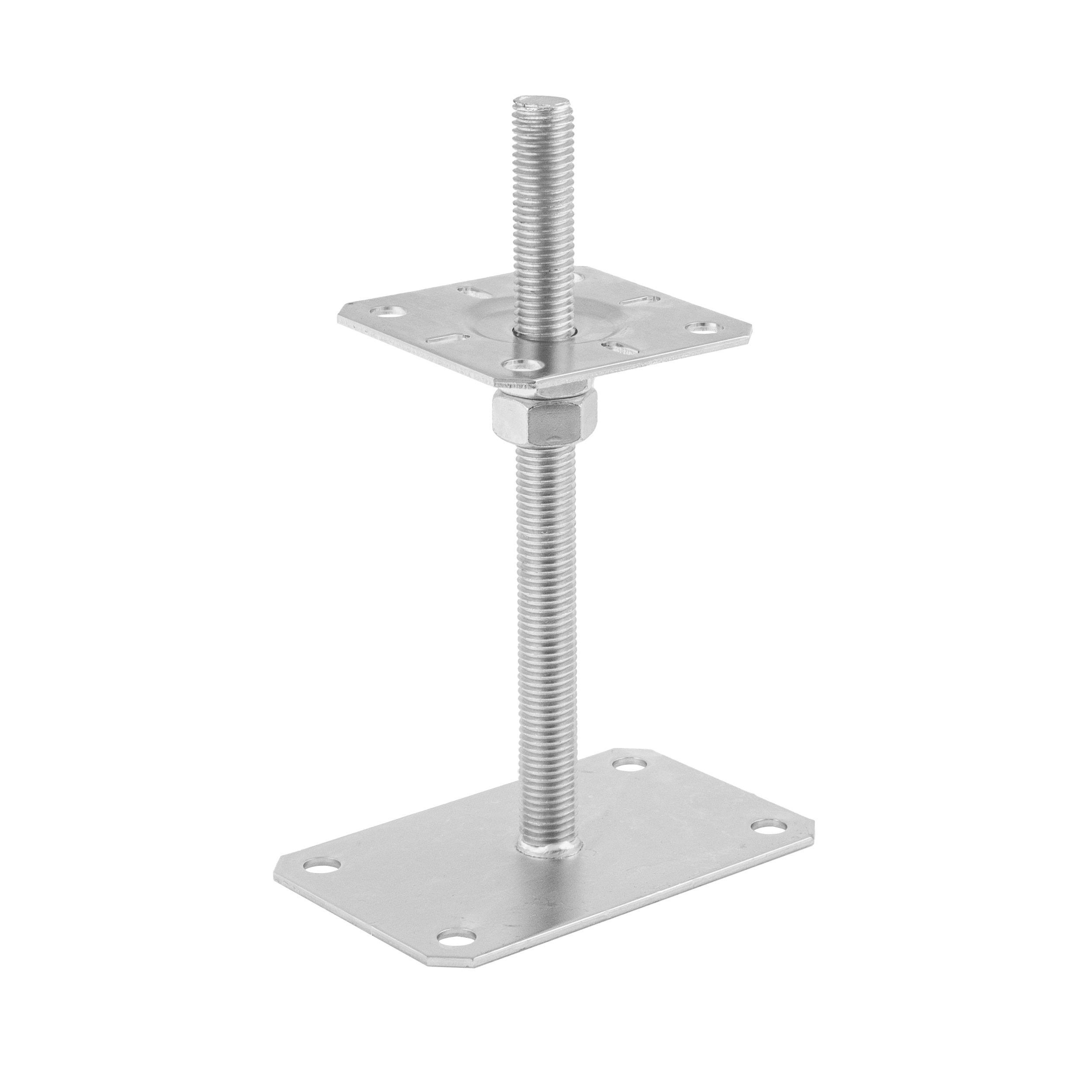 Podstawa słupa płaska regulowana wysokość przykręcana  - PSRP | 130x130 mm | 130x200 mm | M20 | Srebrny