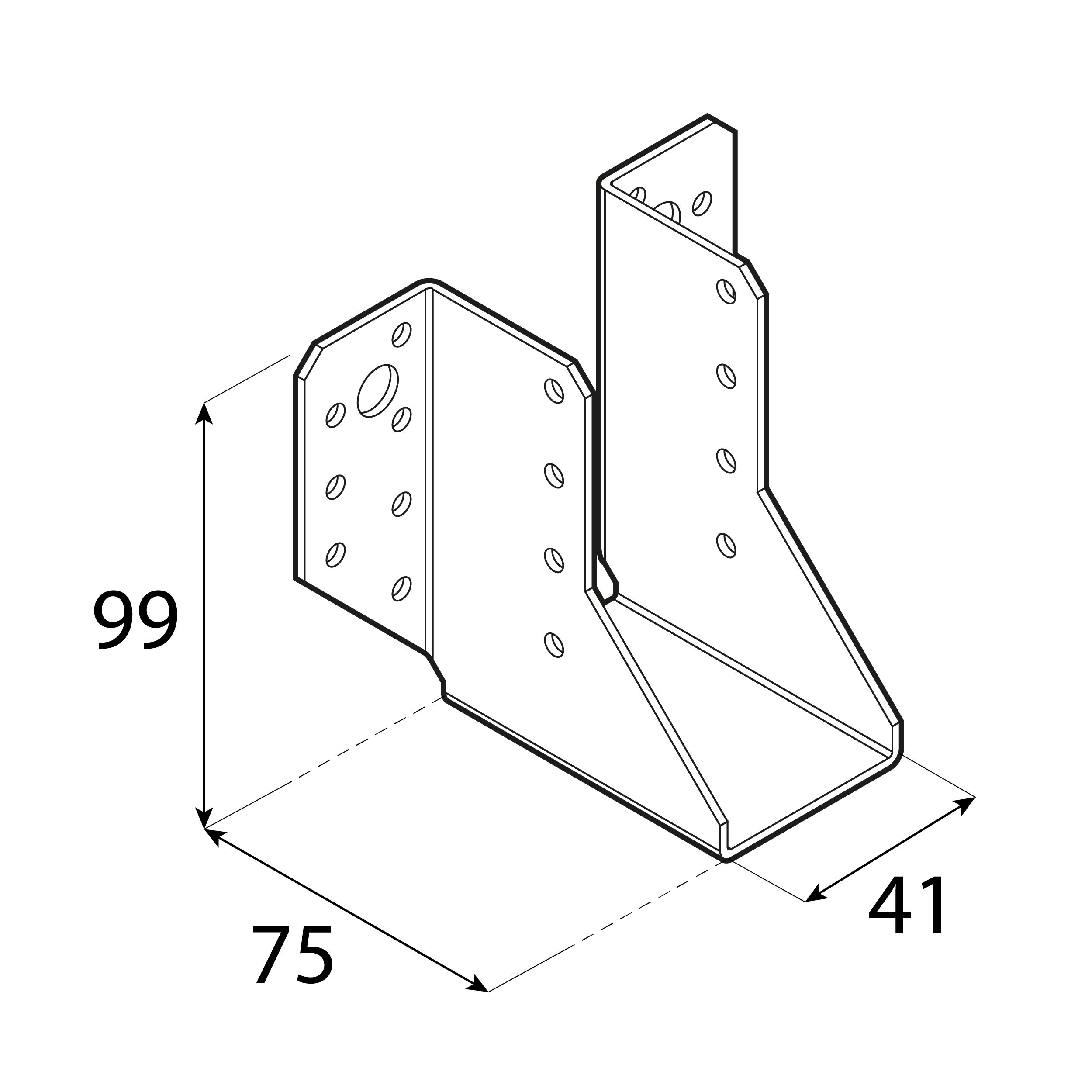 Wieszak belki uchwyt belki drewnianej - WB 48 | 41x99x75 mm | Srebrny Wieszak belki uchwyt belki drewnianej - WB 48 | 41x99x75 mm | Srebrny