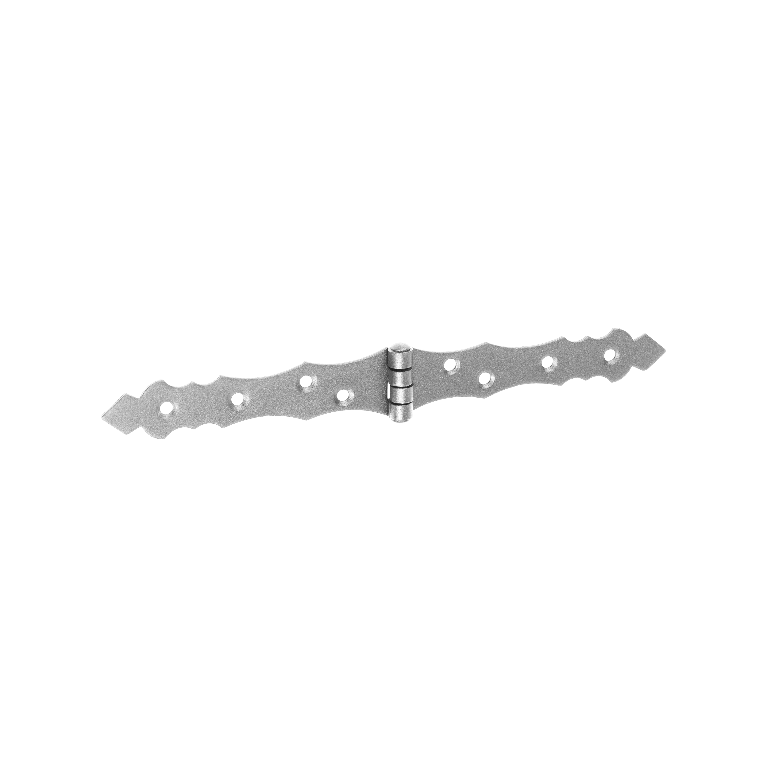 Zawias francuski ozdobny do furtek i okiennic ZOF 250, 250 mm, srebrny, 34x250x2,0 mm, Stal konstrukcyjna DC01.