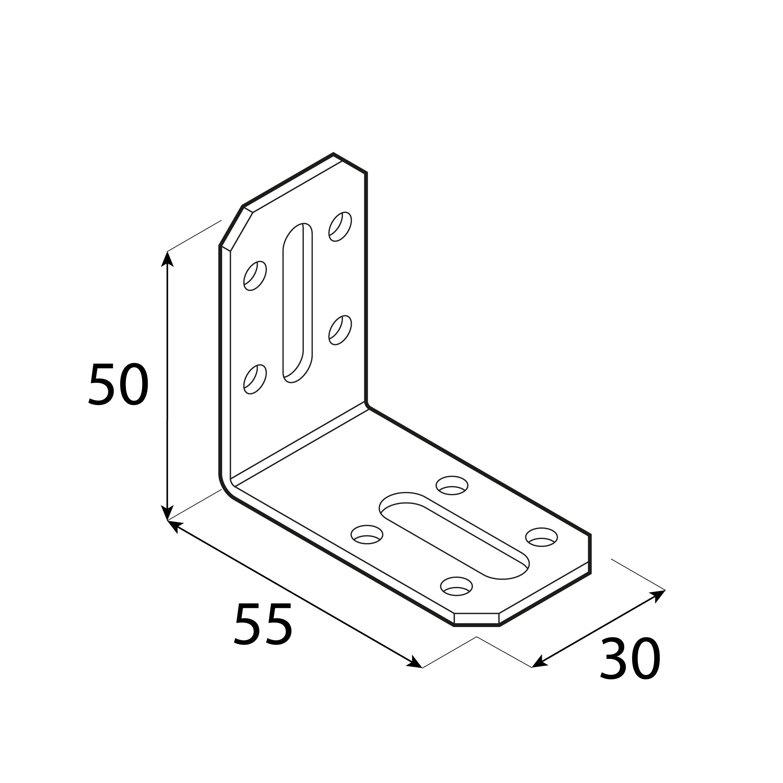 Kątownik dwustronny z regulacją - KRD 1 | 50x55x30 mm | 2 mm Kątownik dwustronny z regulacją - KRD 1 | 50x55x30 mm | 2 mm