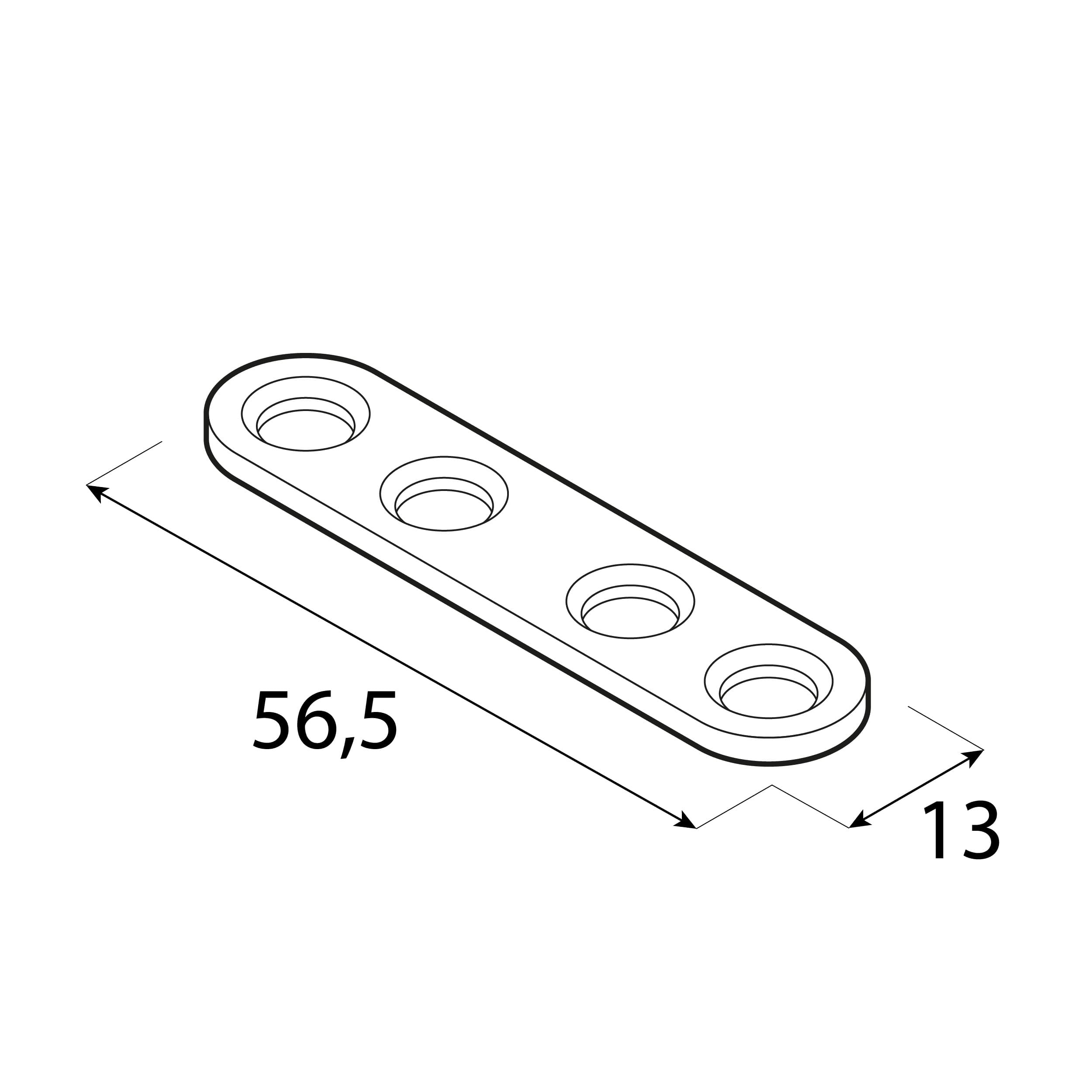Łącznik montażowy zaokrąglony - FLW 60 | 56,5xx13 mm | 25 szt Łącznik montażowy zaokrąglony FLW 60, 56, 5xx13 mm, 25 szt., Stal konstrukcyjna DC01, srebrny, ujęcie 1.