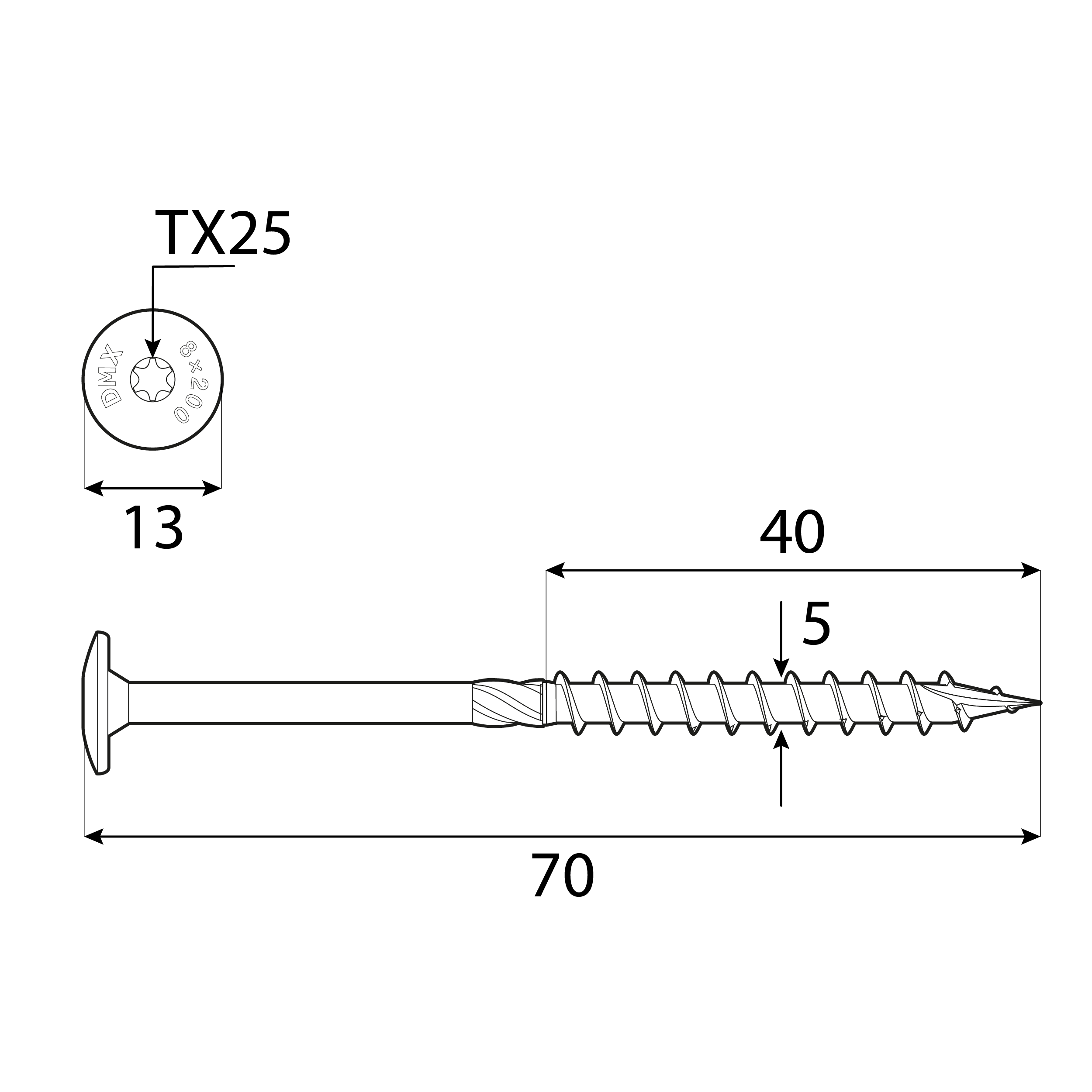 Wkręty ciesielskie do drewna talerzowe TORX - CT | 5 x 70 mm | Złoty | 200 szt Wkręty ciesielskie do drewna talerzowe TORX CT, 5x70 mm, Złoty, 200 szt., 5x70 mm, Hartowana stal węglowa, ujęcie 1.