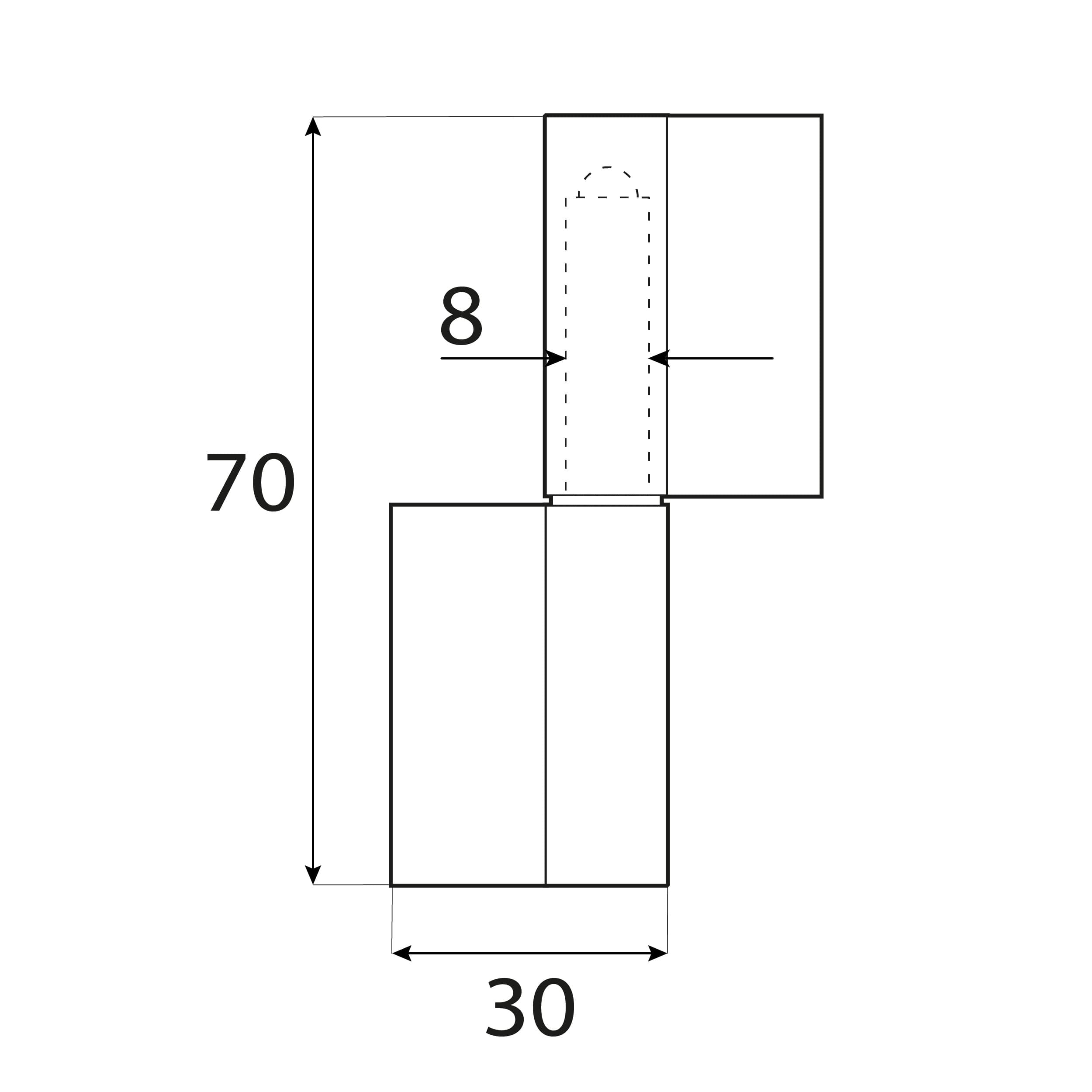 Zawias skrzydłowy dwudzielny do spawania do bramy furtki ZMP 70, 70 mm, 70x30x3,0 mm, Stal 2.