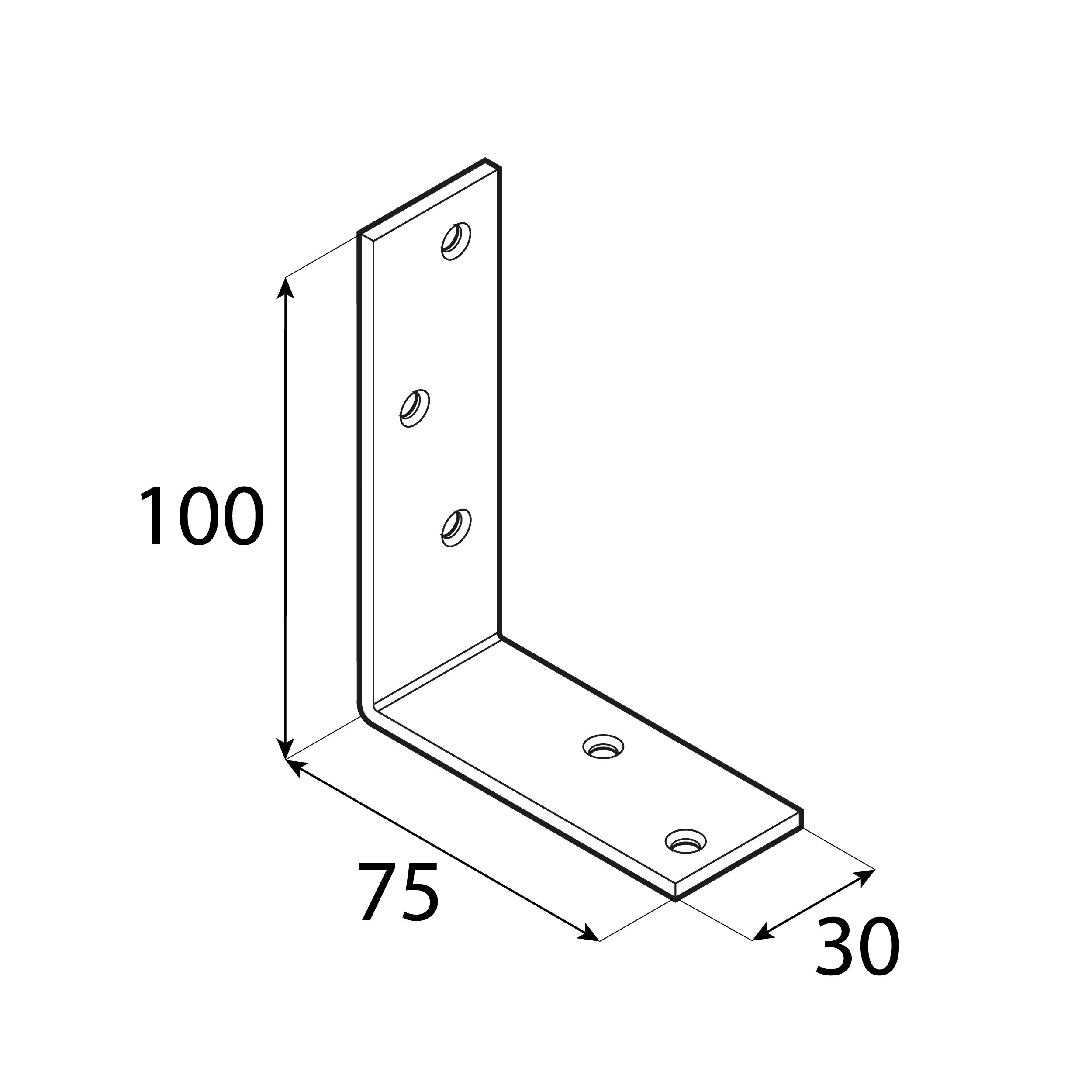 Kątownik stalowy belki KB 1, 100x75x30 mm, Złoty, 100x75x30x3,0 mm, Stal konstrukcyjna S235.