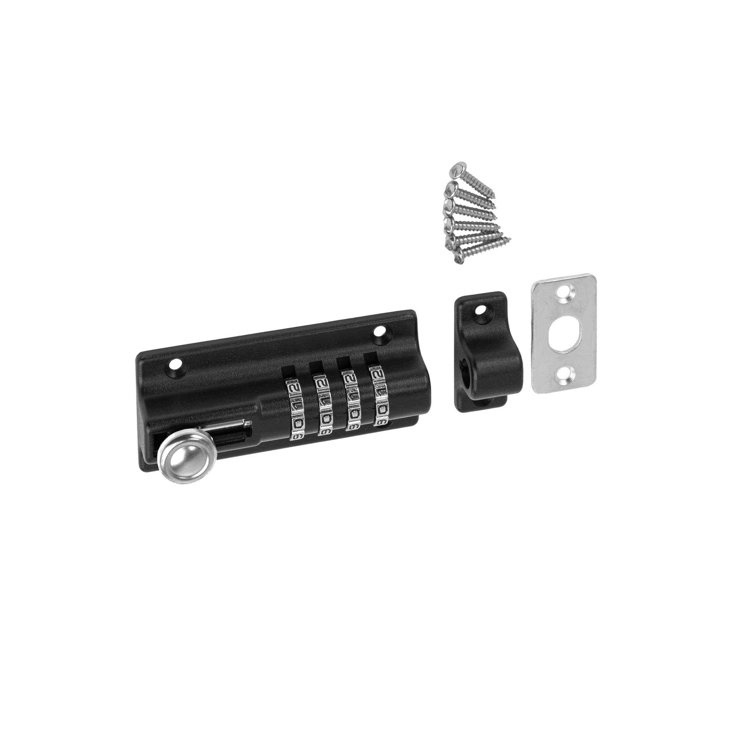 Zasuwka z zamkiem szyfrowym do furtki - WHS | Czarny | 123 mm