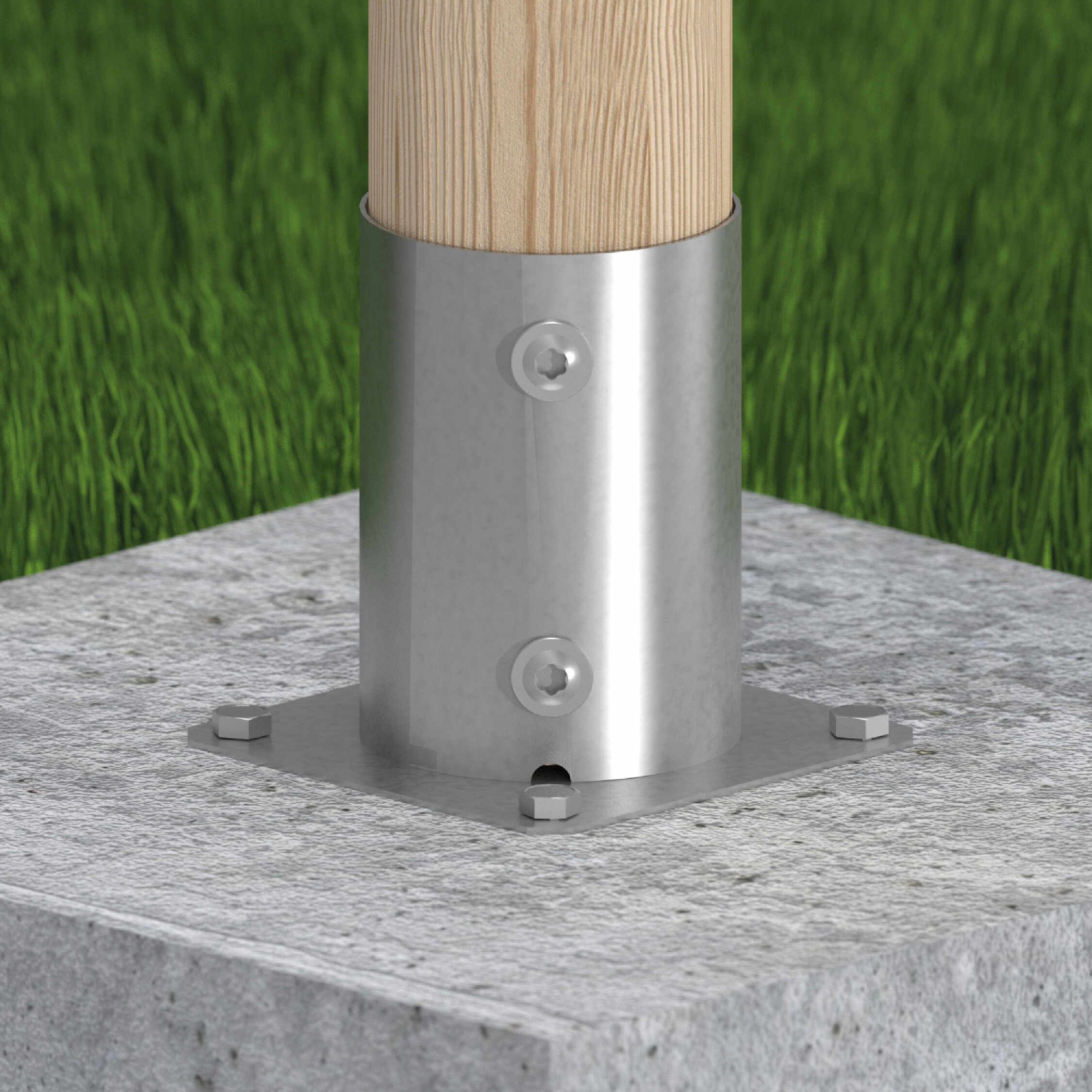 Podstawa słupa kotwa okrągła z podstawą prostokątną PSPO, 100 mm, srebrny, 101x150x2,0 mm 1.
