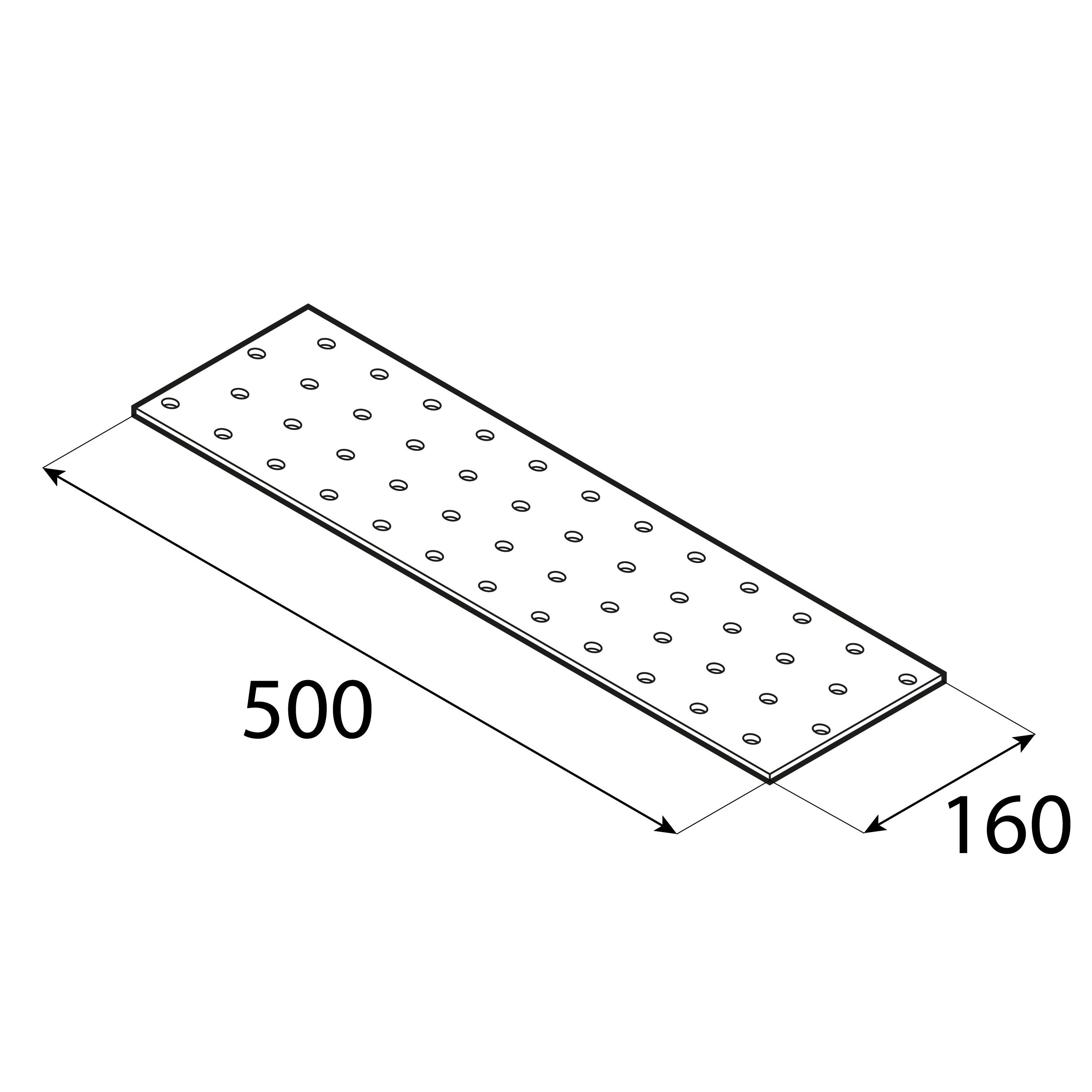 Płytka perforowana płaskownik PP 23, 400x160 mm, 2 mm, 160x400x2,0 mm, Stal konstrukcyjna DX51D, srebrny, ujęcie 2.
