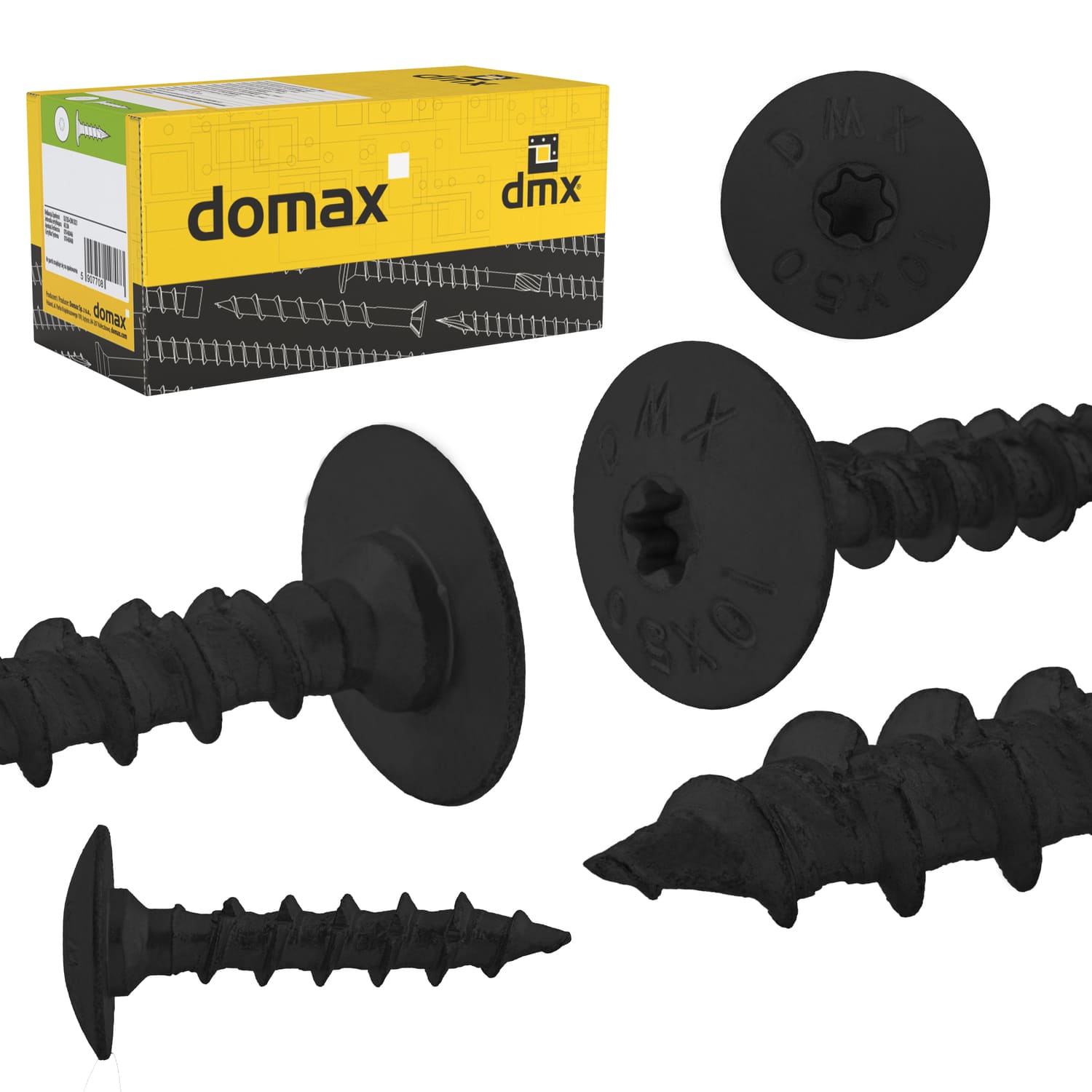 Wkręty do architektury ogrodowej TORX CTO, 8x50 mm, czarny, 50 szt., 8x50 mm, Hartowana stal węglowa, ujęcie produktu.