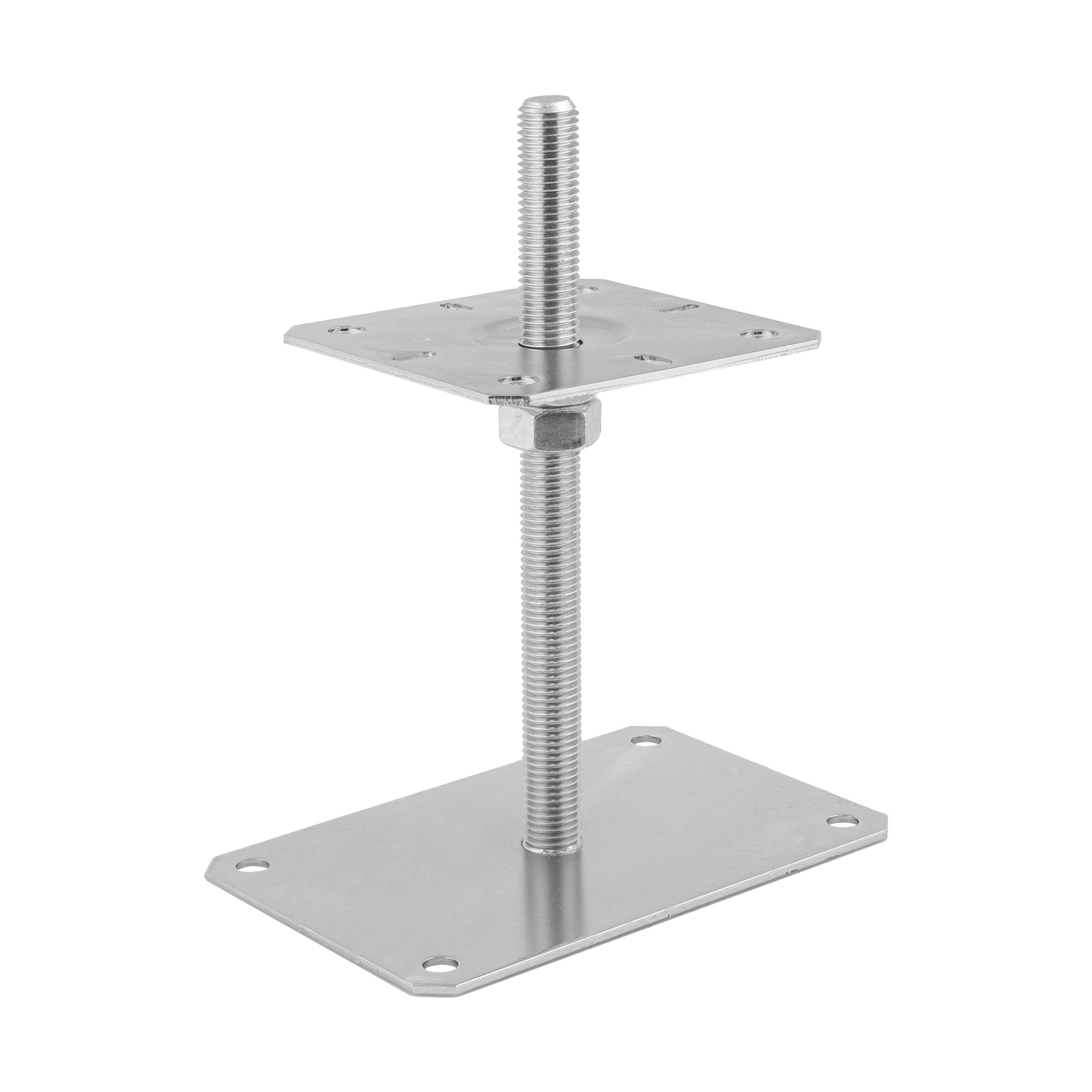 Podstawa słupa płaska regulowana wysokość przykręcana - PSRP | 100x100 mm | 100x160 mm | M20 | Srebrny
