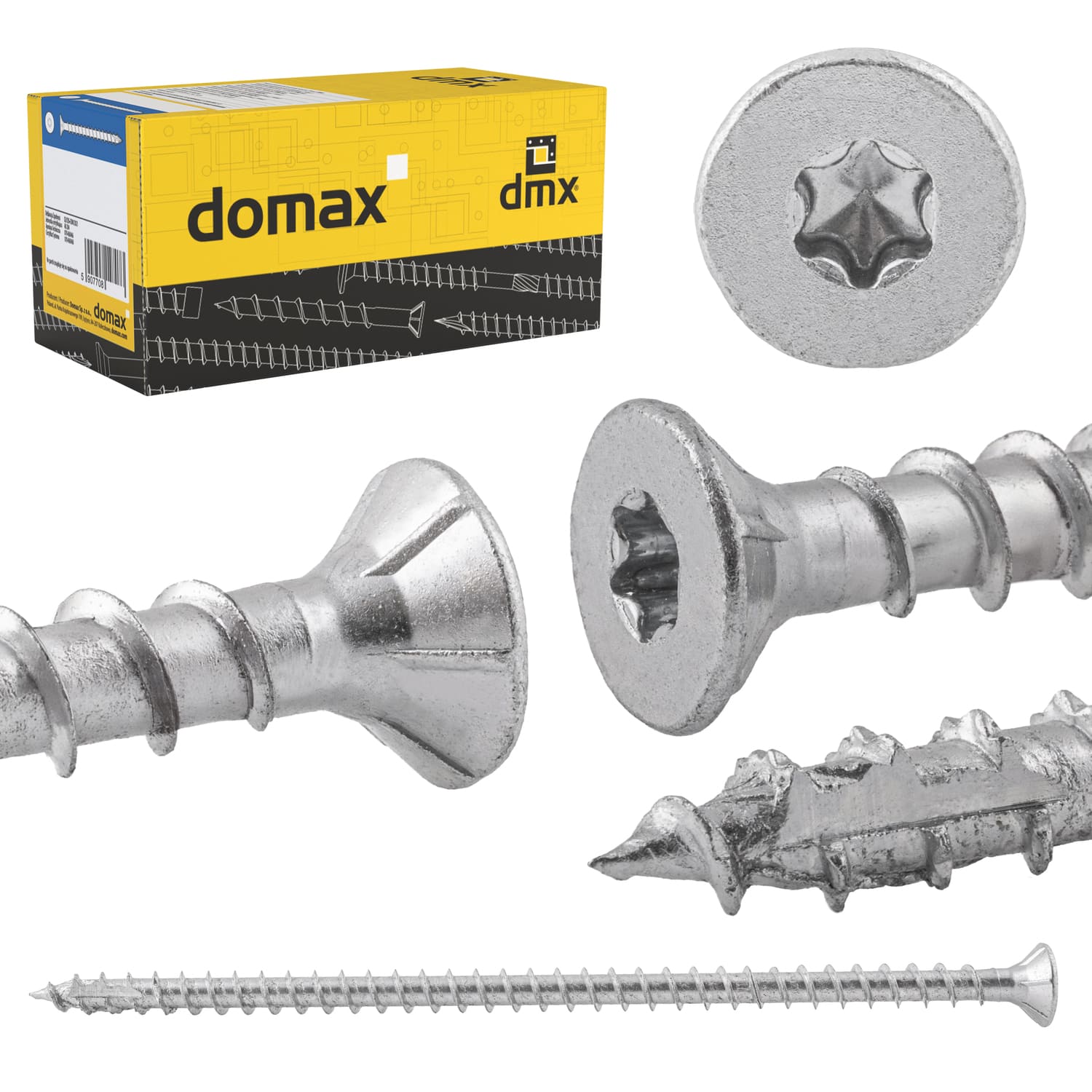 Wkręty do ościeżnic z łbem stożkowym TORX CBS, 7, 5x112 mm, srebrny, 100 szt., Hartowana stal węglowa.