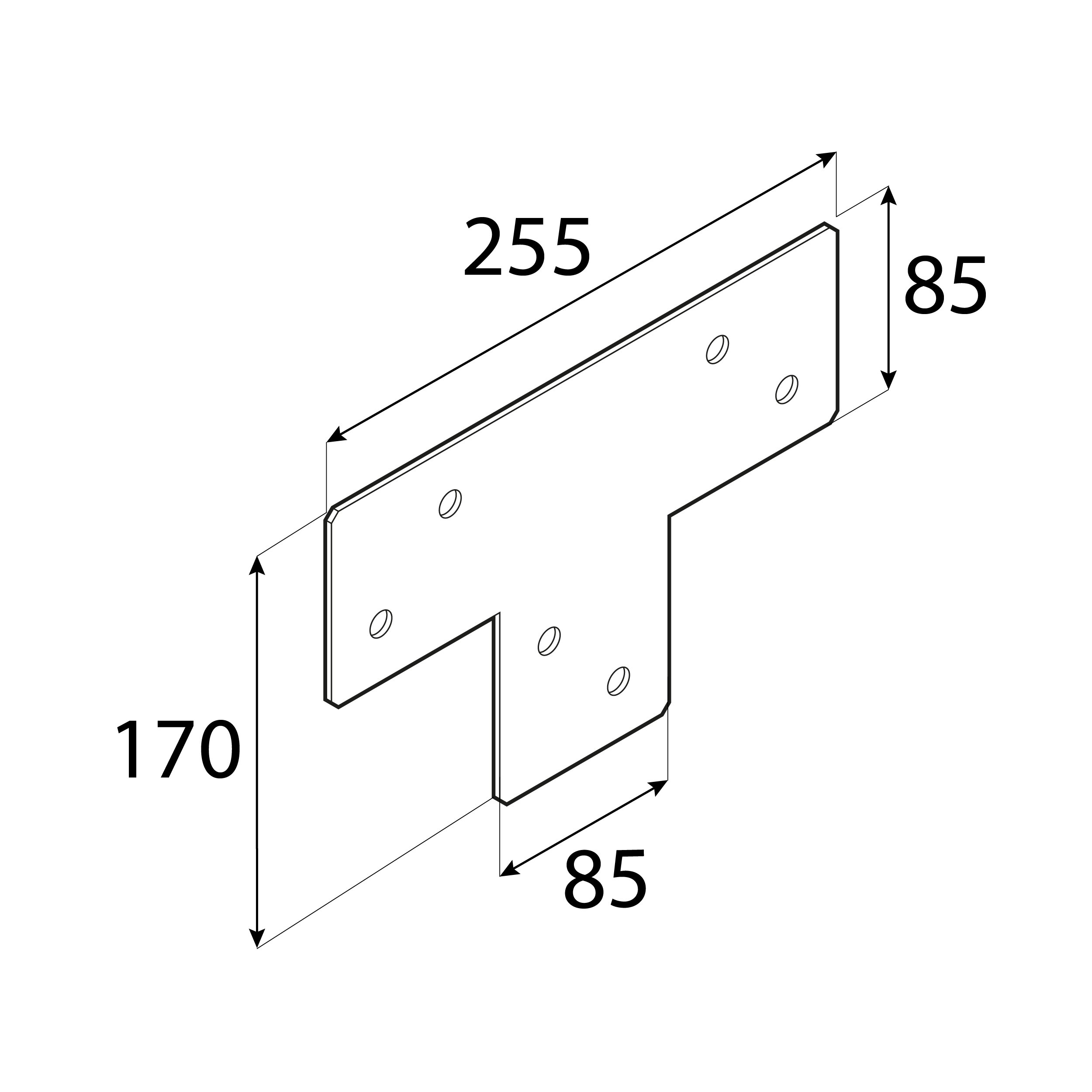 Łącznik belki kwadratowej poprzecznej do pergoli ciesielski - GPLP 85 | 255x170x85 mm | czarny