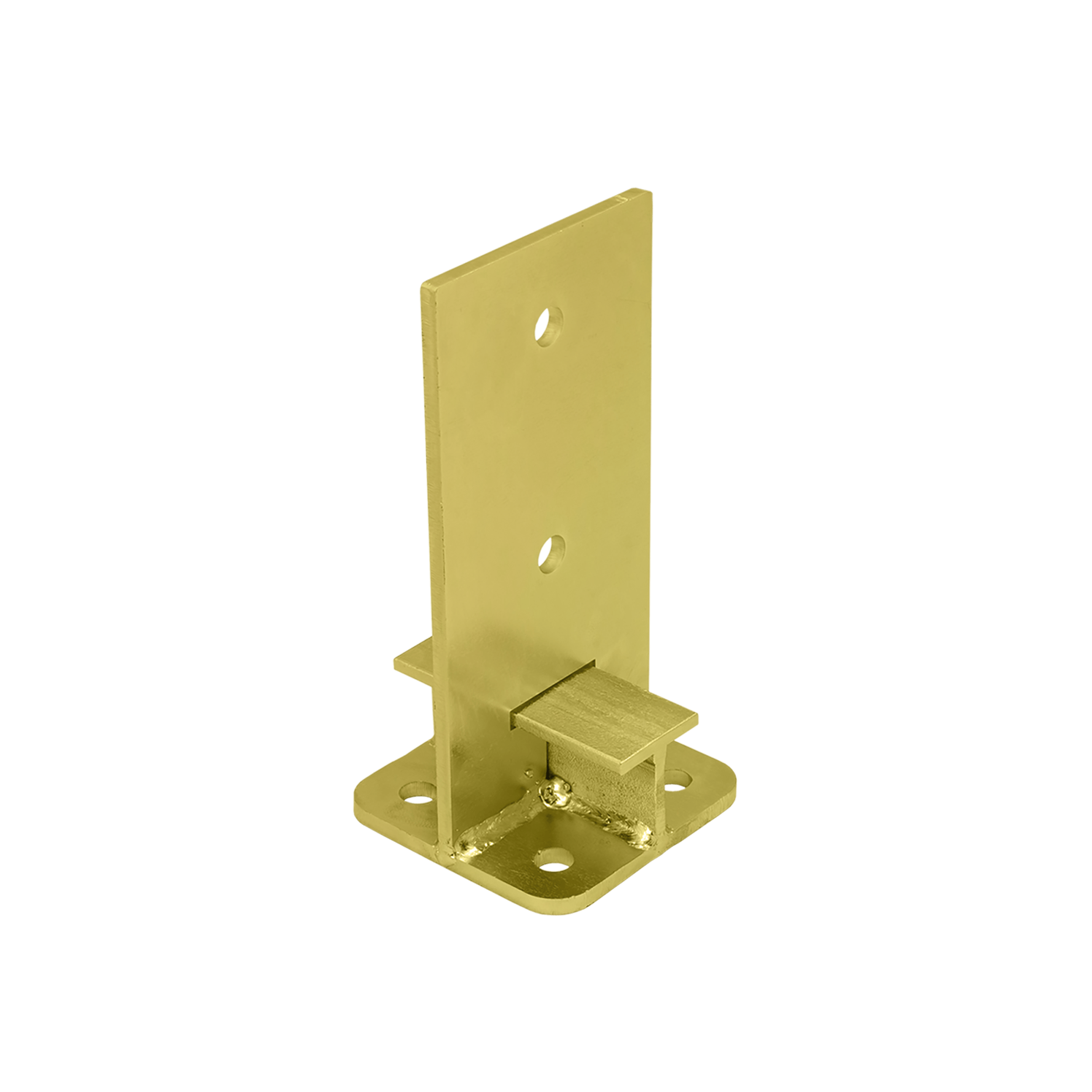 Podstawa słupa kotwa przykręcana do betonu typu T wpuszczana mocna PUW, 100 mm, Złoty, 100x200x6,0 mm.