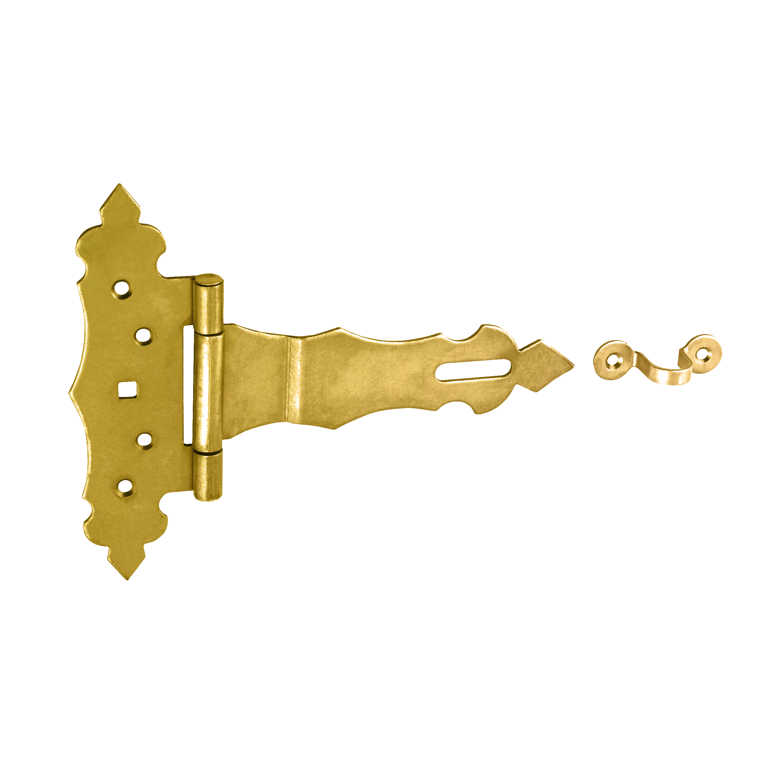 Zawias bramkowy ozdobny z zamknięciem - ZBZ | Złoty | 150 mm