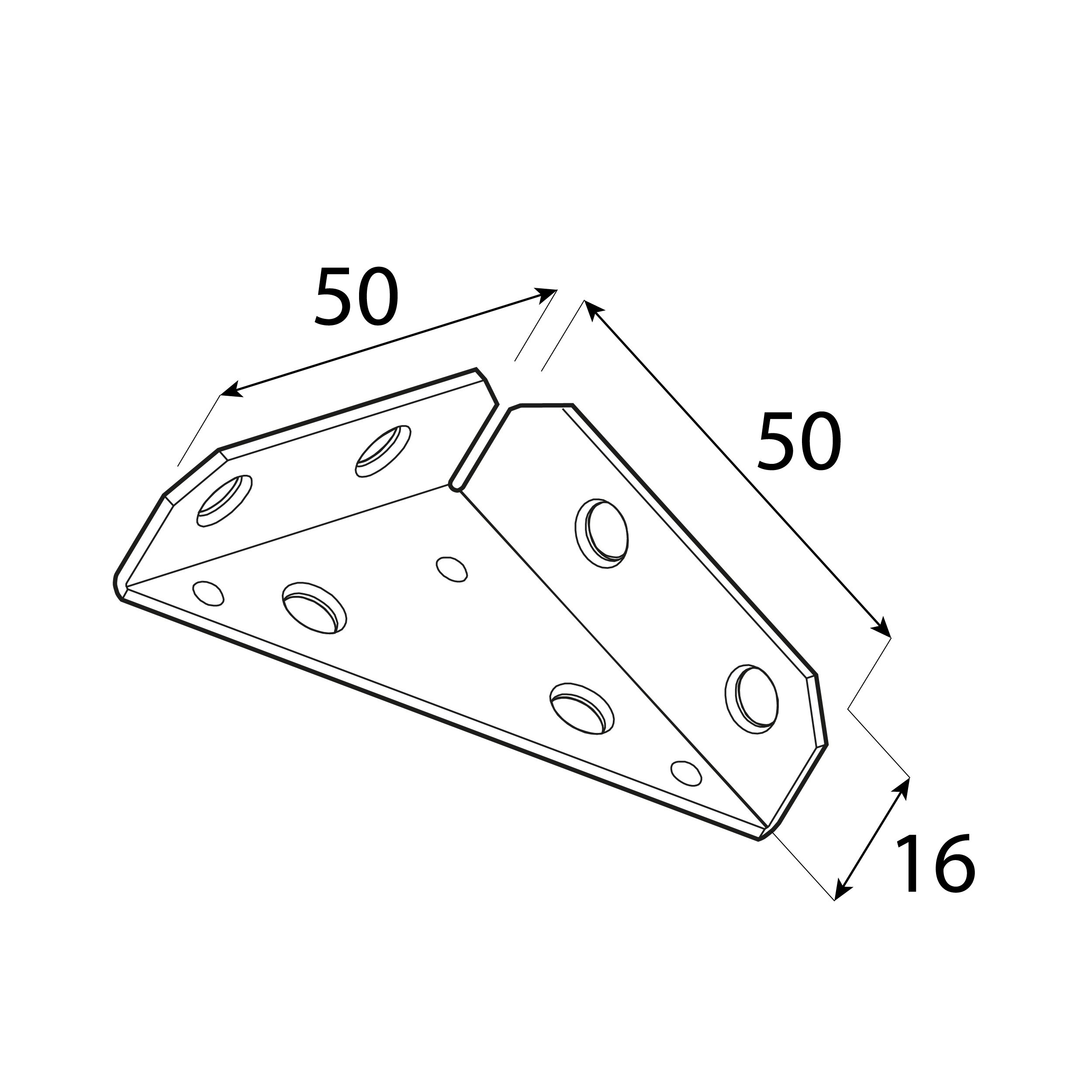 Narożnik skrzyniowy stalowy NS 50, 50x50x16 mm, Złoty, 10 szt., 50x50x16x1,4 mm, Stal konstrukcyjna DC01, ujęcie 2.