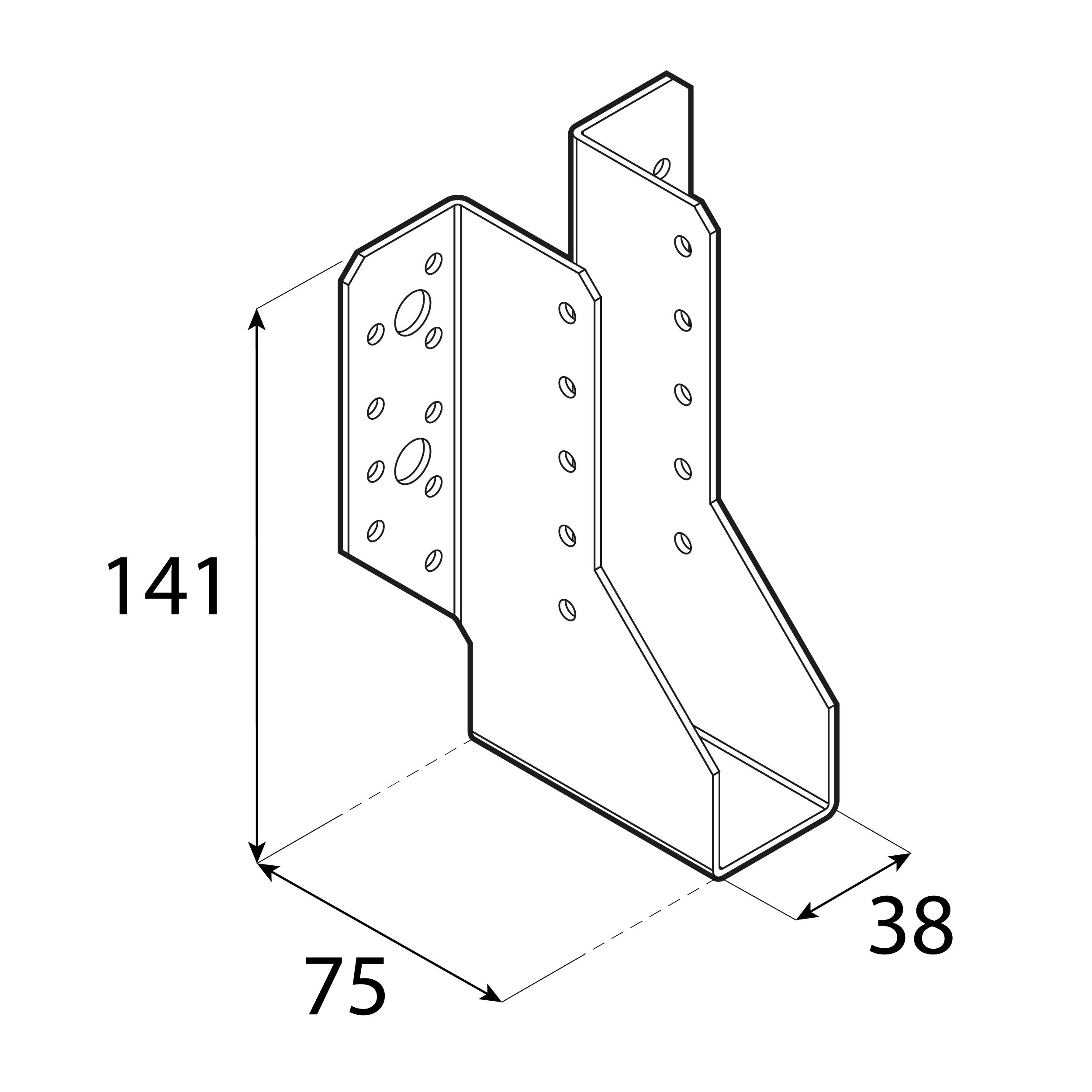 Wieszak belki uchwyt belki drewnianej - WB 3 | 38x141x75 mm | Srebrny Wieszak belki uchwyt belki drewnianej - WB 3 | 38x141x75 mm | Srebrny