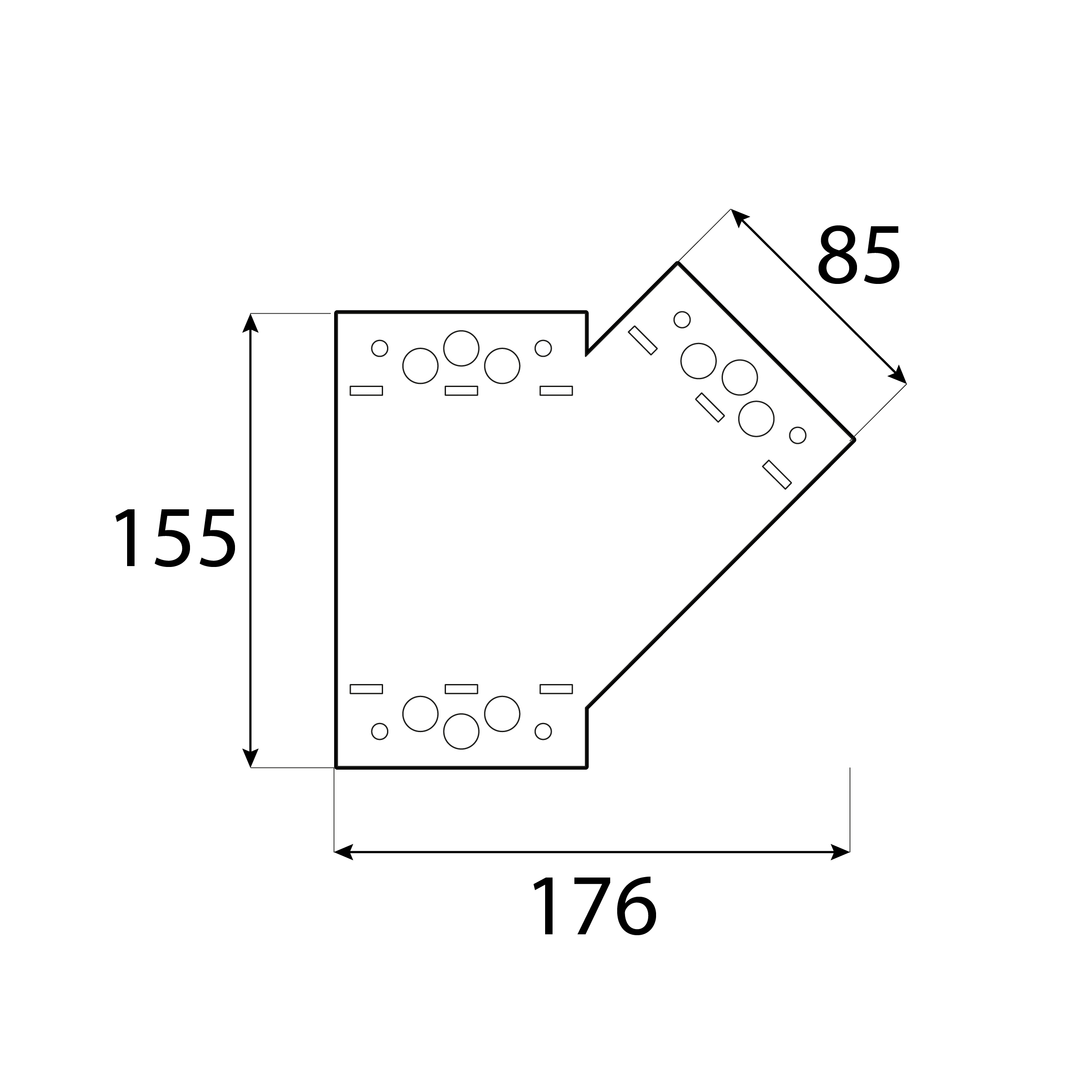 Łącznik płaski trójramienny 45⁰ prawy ozdobny do pergoli - SDLPF 1 | 155x176x85 mm | czarny Łącznik płaski trójramienny 45⁰ prawy ozdobny do pergoli - SDLPF 1 | 155x176x85 mm | czarny