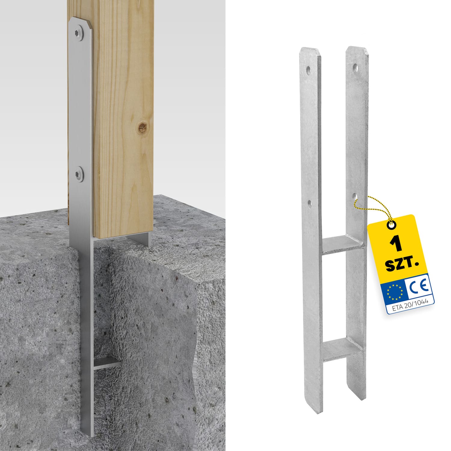Podstawa słupa typu H do wmurowania - PSH | 70x600 mm
