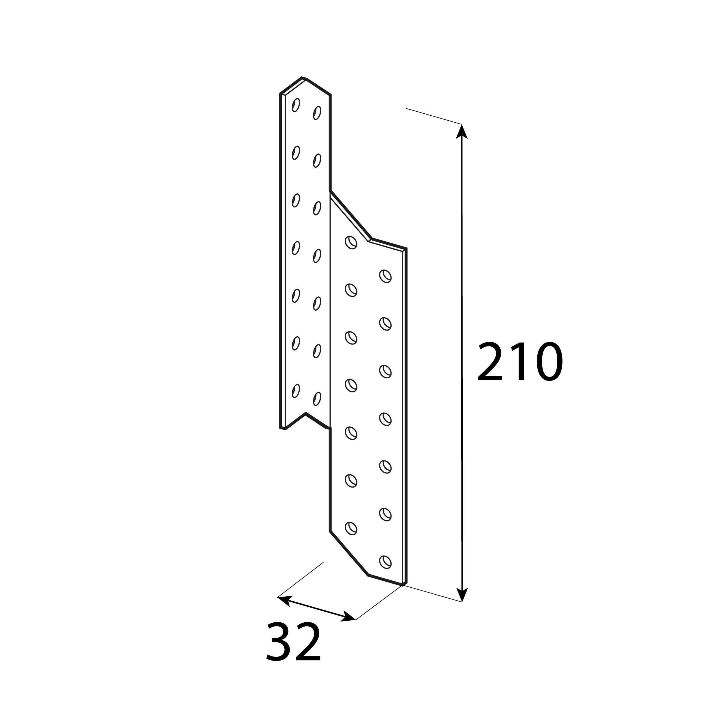 Łącznik krokwiowy prawy - LK 4 | 210x32 mm | 2 mm Łącznik krokwiowy prawy LK 4, 210x32 mm, 2 mm, srebrny, Stal konstrukcyjna DX51D.