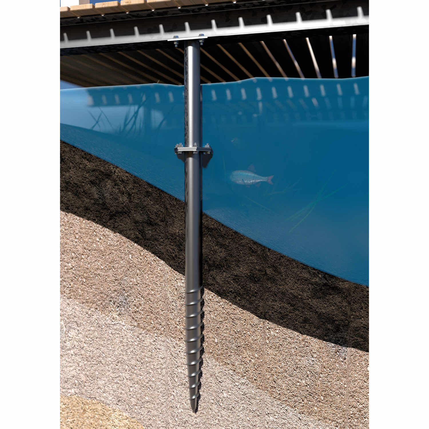 Przedłużenie podstawy PWM/PWF flansza sześciokątną PWC, 1000 mm, Stal konstrukcyjna S235, srebrny 1.