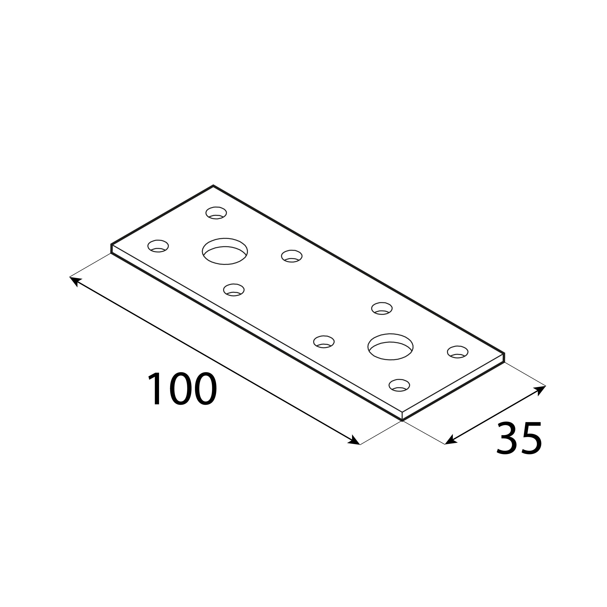 Łącznik płaski płaskownik LP 1 C, 100x35 mm, 2, 5 mm| czarny, 100x35x2,5 mm, Stal konstrukcyjna DX51D, ujęcie 2.