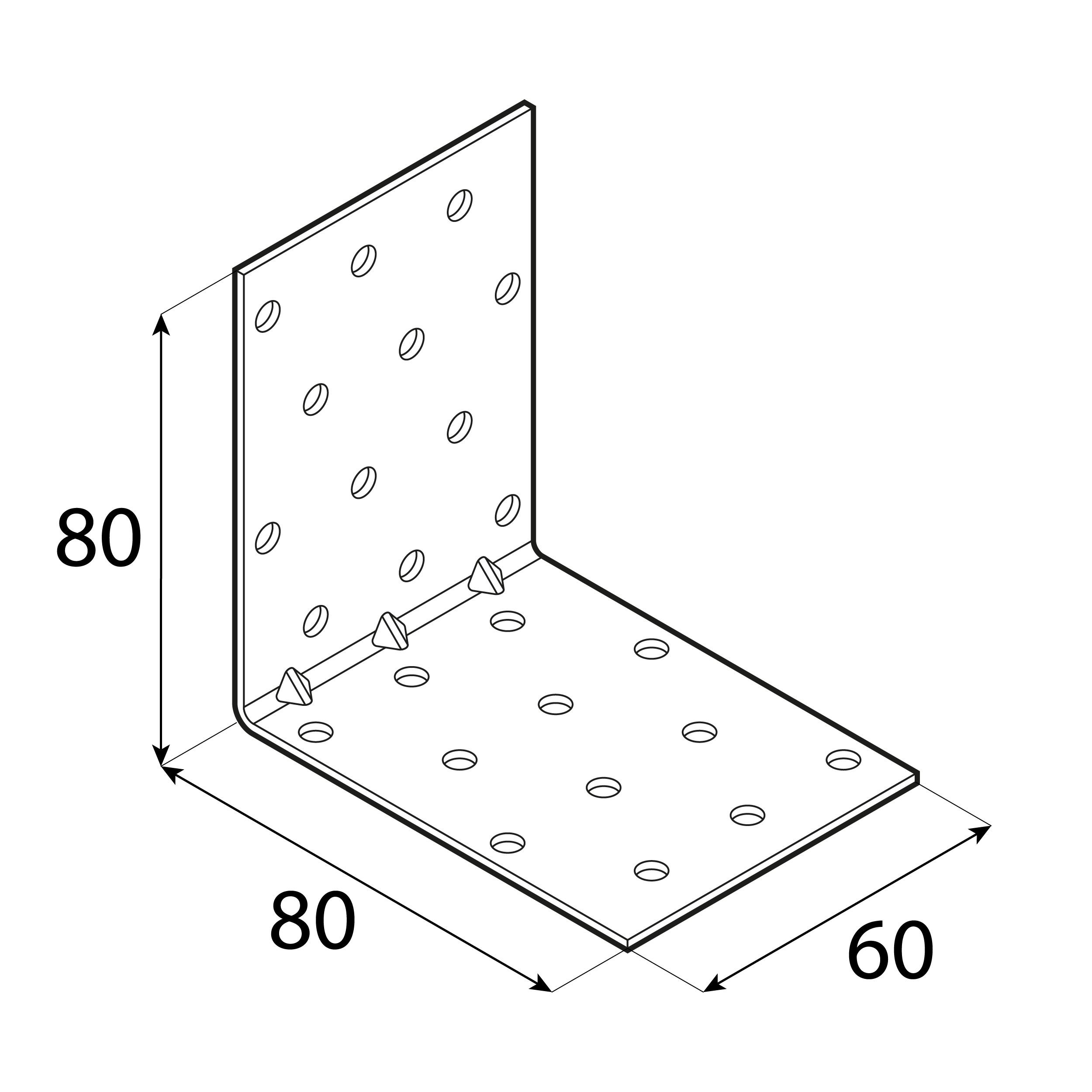 Kątownik montażowy przetłoczony - KMP 8 | 80x80x60 mm | 20 szt Kątownik montażowy przetłoczony KMP 8, 80x80x60 mm, 20 szt., 80x80x60x1,5 mm, Stal konstrukcyjna DX51D, srebrny, ujęcie 2.