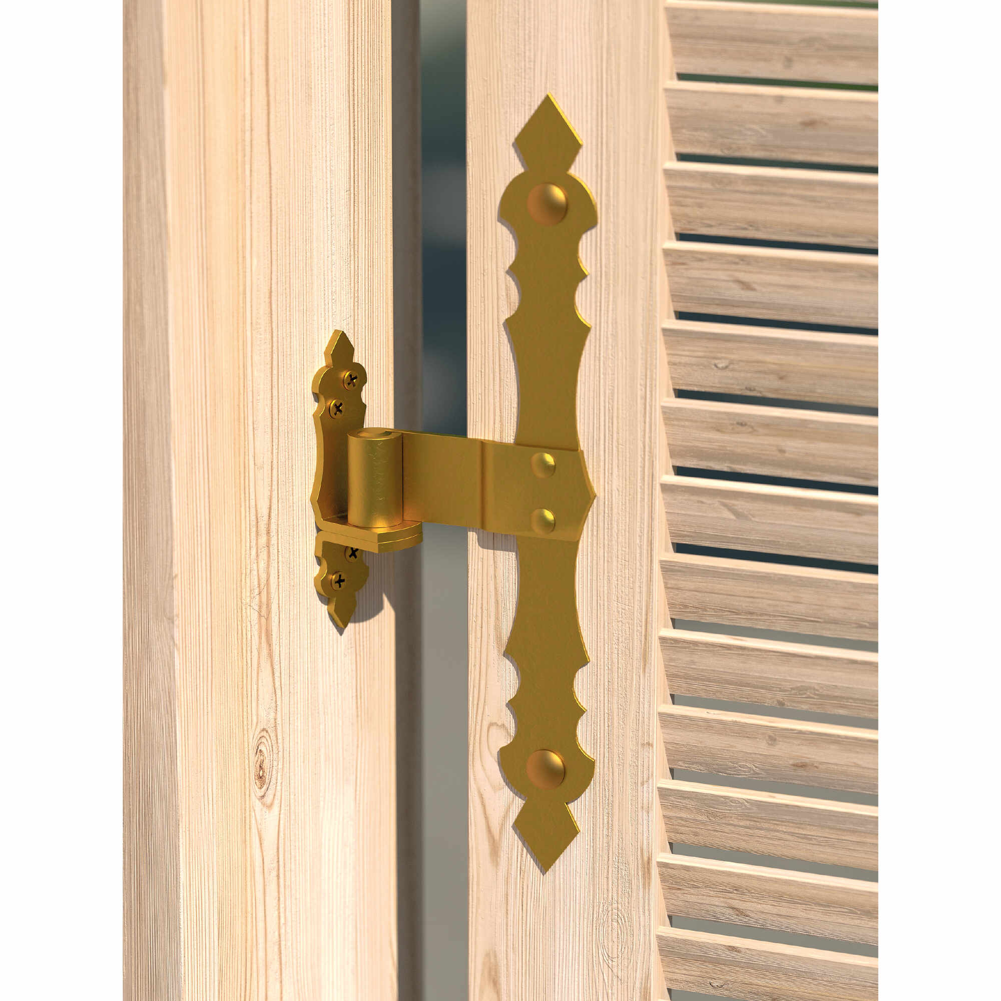 Zawias ramowy ozdobny do okiennic ZRO 200/10, 100 mm, Złoty, 10 mm, 200x100x3,0 mm 1.