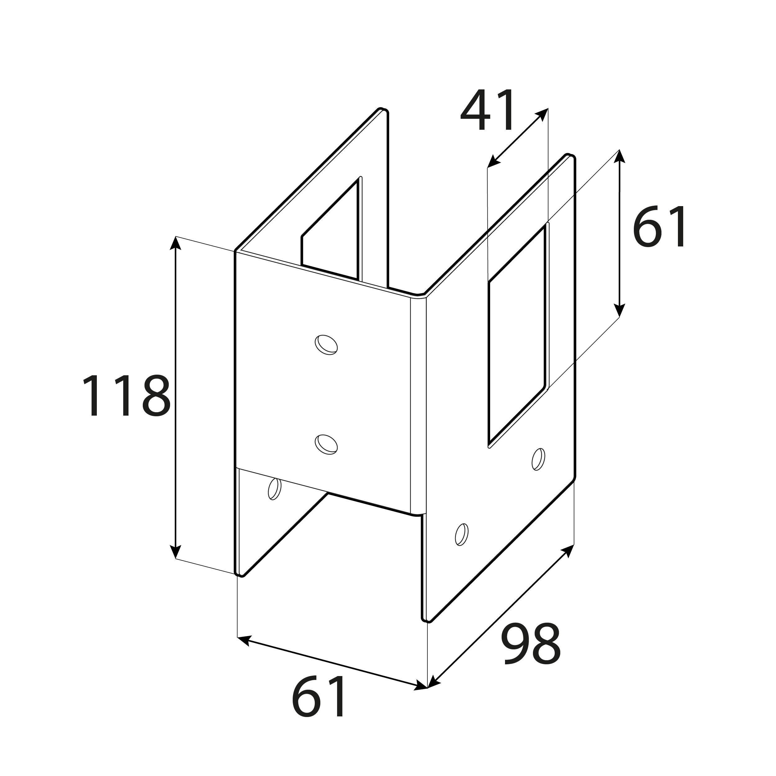 Łącznik narożny do stojaka na drewno - SEK 1 | 65x118x100 | czarny