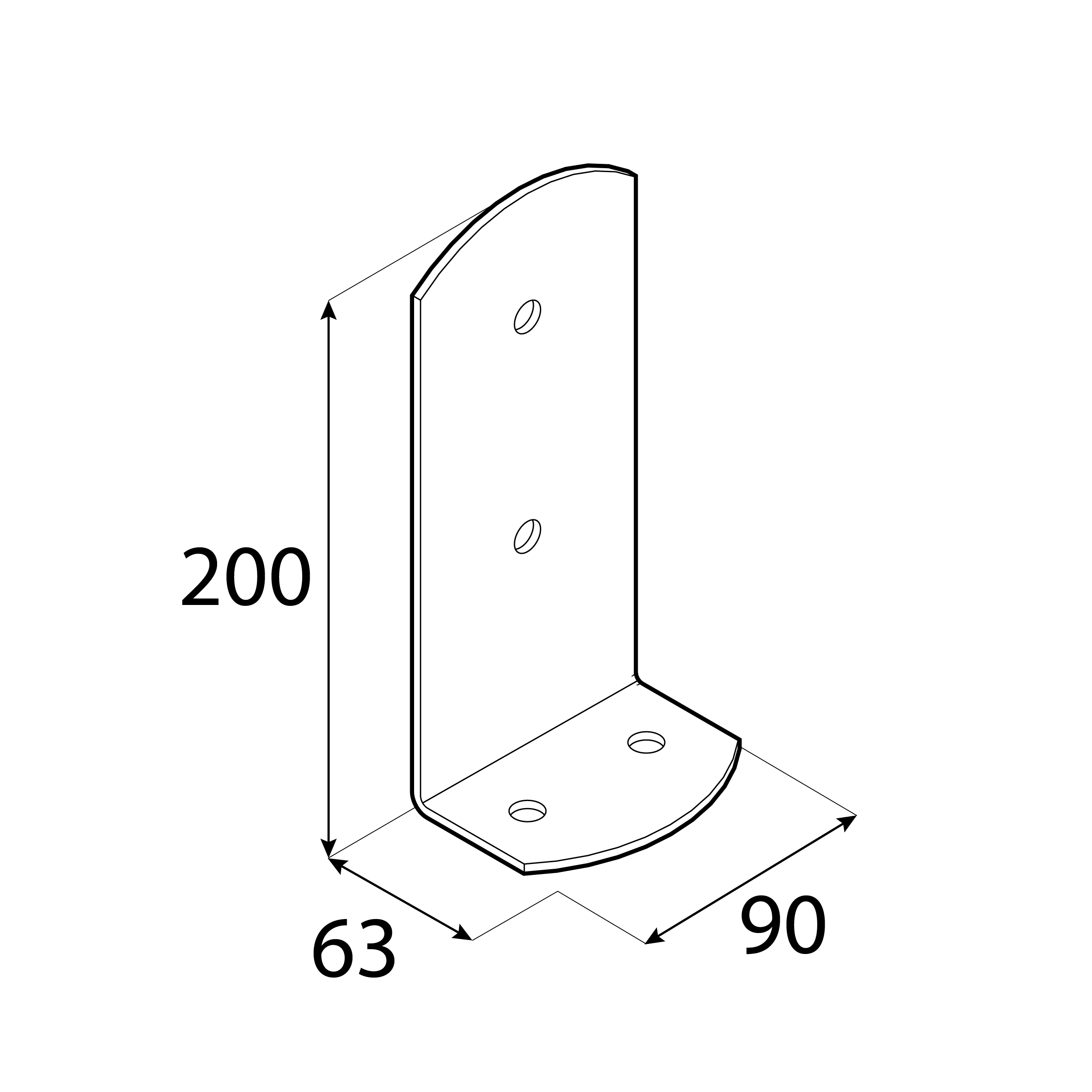 Podstawa słupa kotwa przykręcana do betonu lekka typ L - PSC | 90x200 mm | Srebrny Podstawa słupa kotwa przykręcana do betonu lekka typ L PSC, 90x200 mm, srebrny, 90x200x3,0 mm 2.