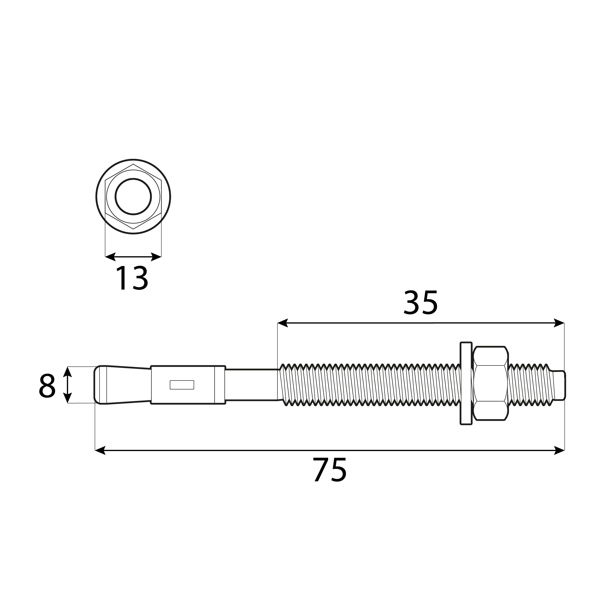 Kotwy mechaniczne pierścieniowe do betonu - PBK | M8 x 75 mm | Srebrny | 50 szt Kotwy mechaniczne pierścieniowe do betonu PBK, M8x75 mm, srebrny, 50 szt., 8x75 mm, Hartowana stal węglowa, ujęcie 2.