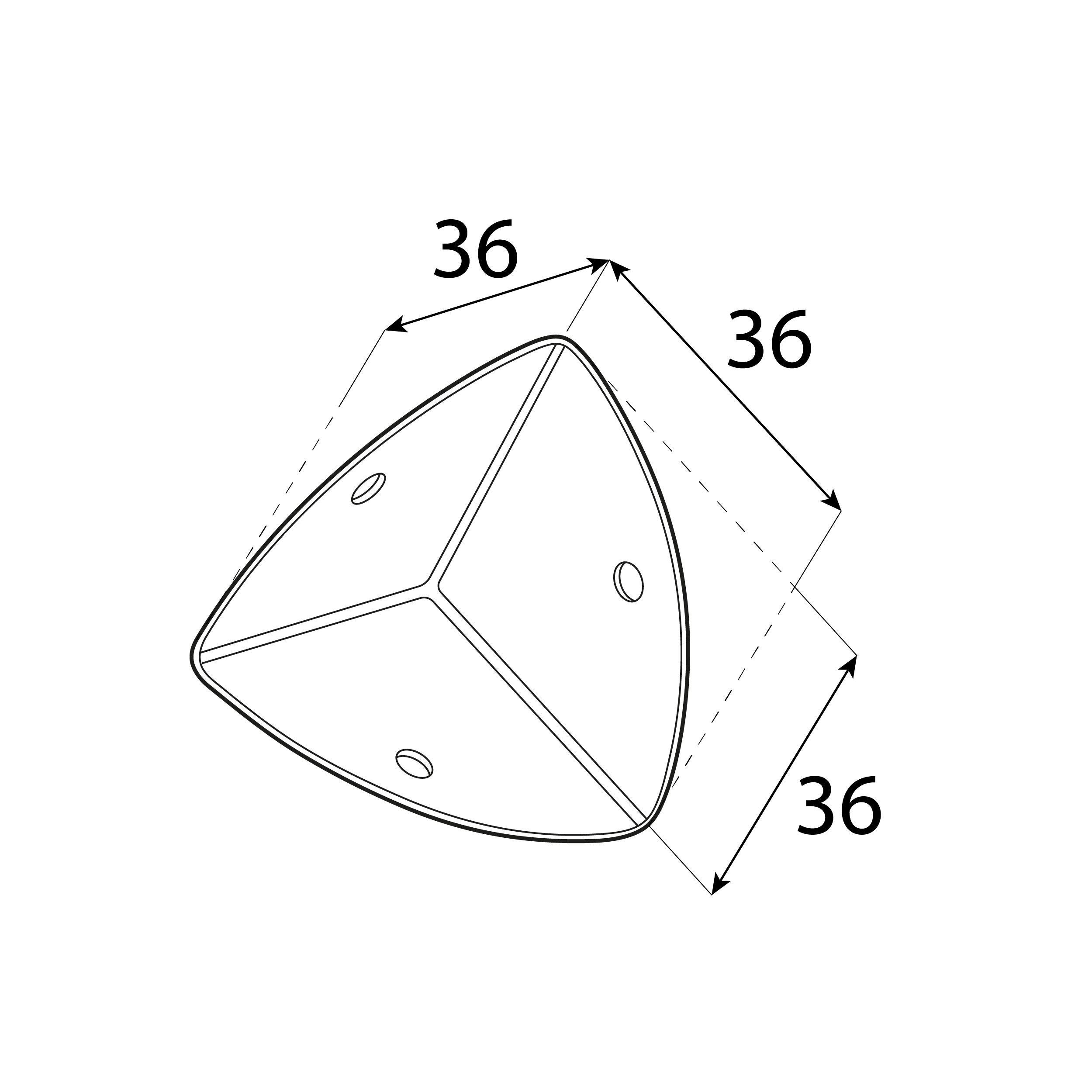 Narożnik skrzyniowy stalowy NS 36, 36x36x36 mm, srebrny, 20 szt., Stal konstrukcyjna DC01, ujęcie 2.