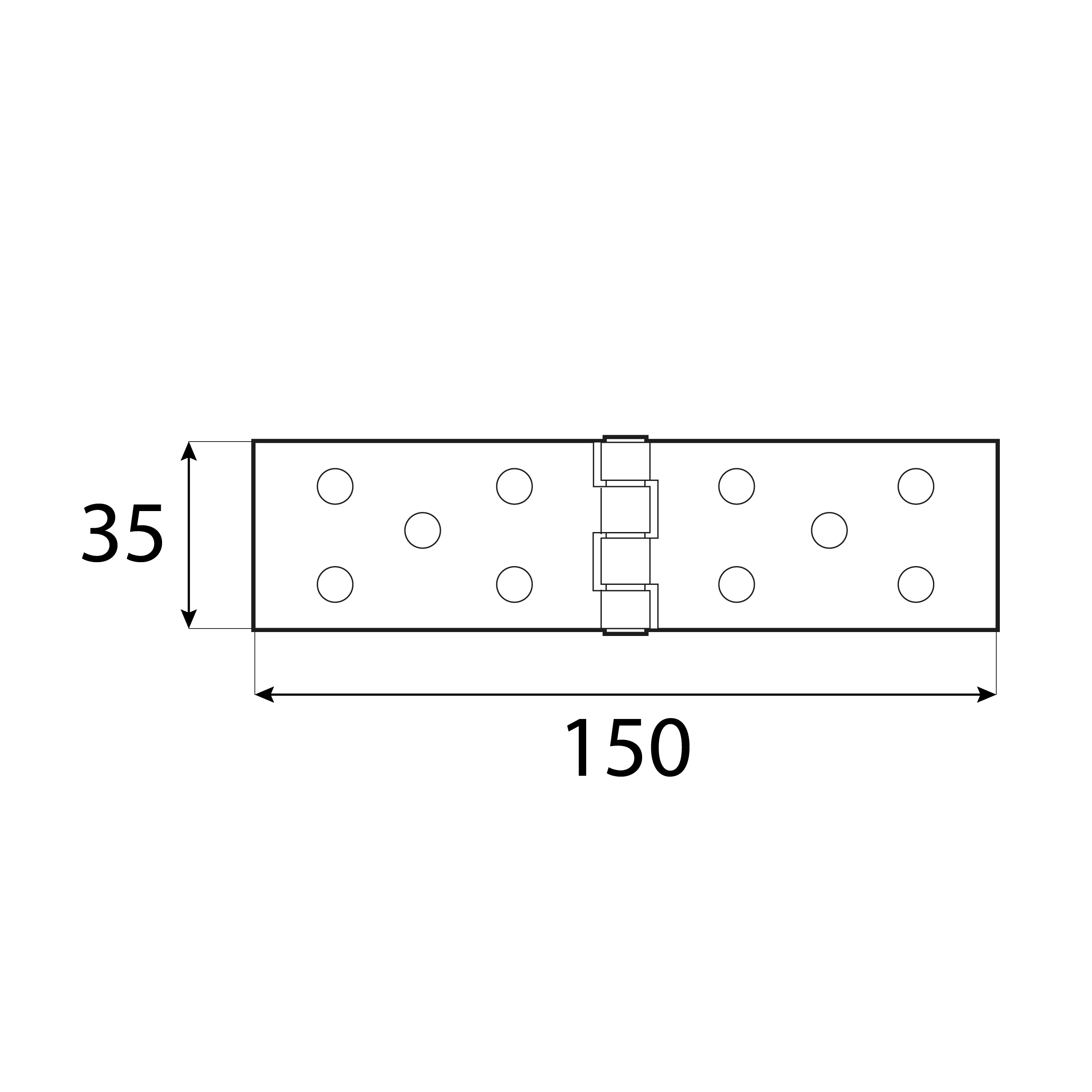 Zawias płaski budowlany splatany Z 150/45, 150 mm, Złoty, 45 mm, 150x45x1,5 mm 35.