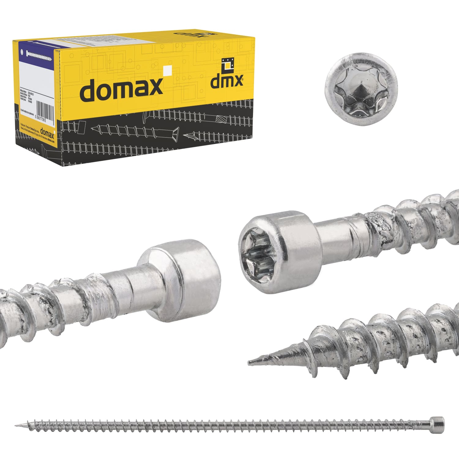 Wkręty z pełnym gwintem konstrukcyjne z łbem walcowym TORX CPW, 6x100 mm, srebrny, 100 szt., Hartowana stal węglowa.