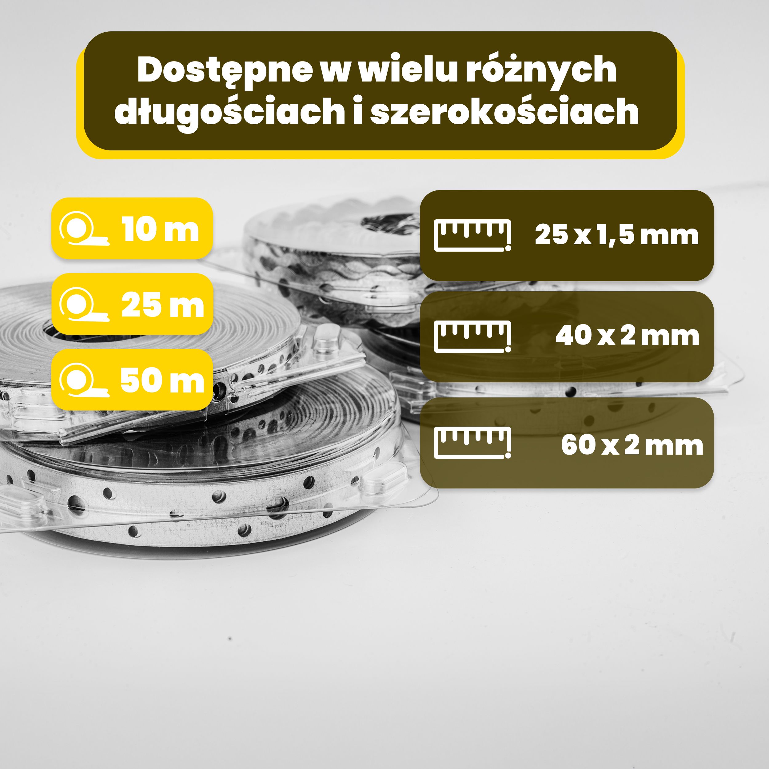 Taśma ciesielska konstrukcyjna stalowa perforowana - 10 m | TM 1