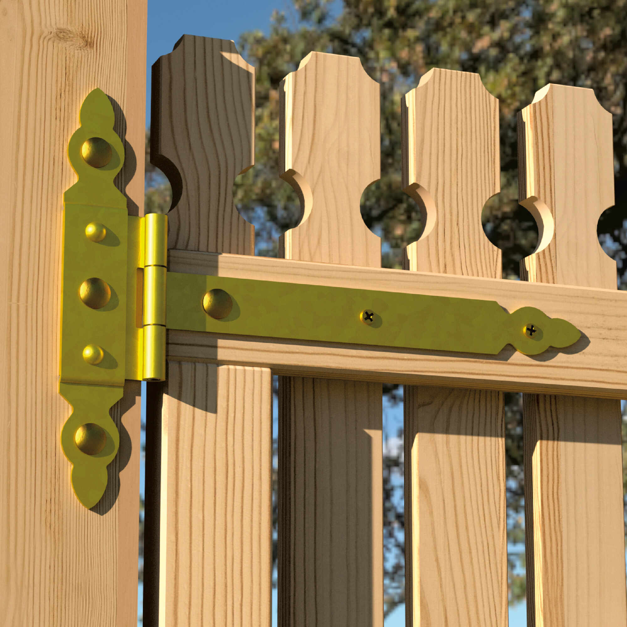 Zawias bramowy ozdobny z nakładką ZBNO 250, 250 mm, Złoty, 215 mm, 250x60x215x2,5 mm 1.