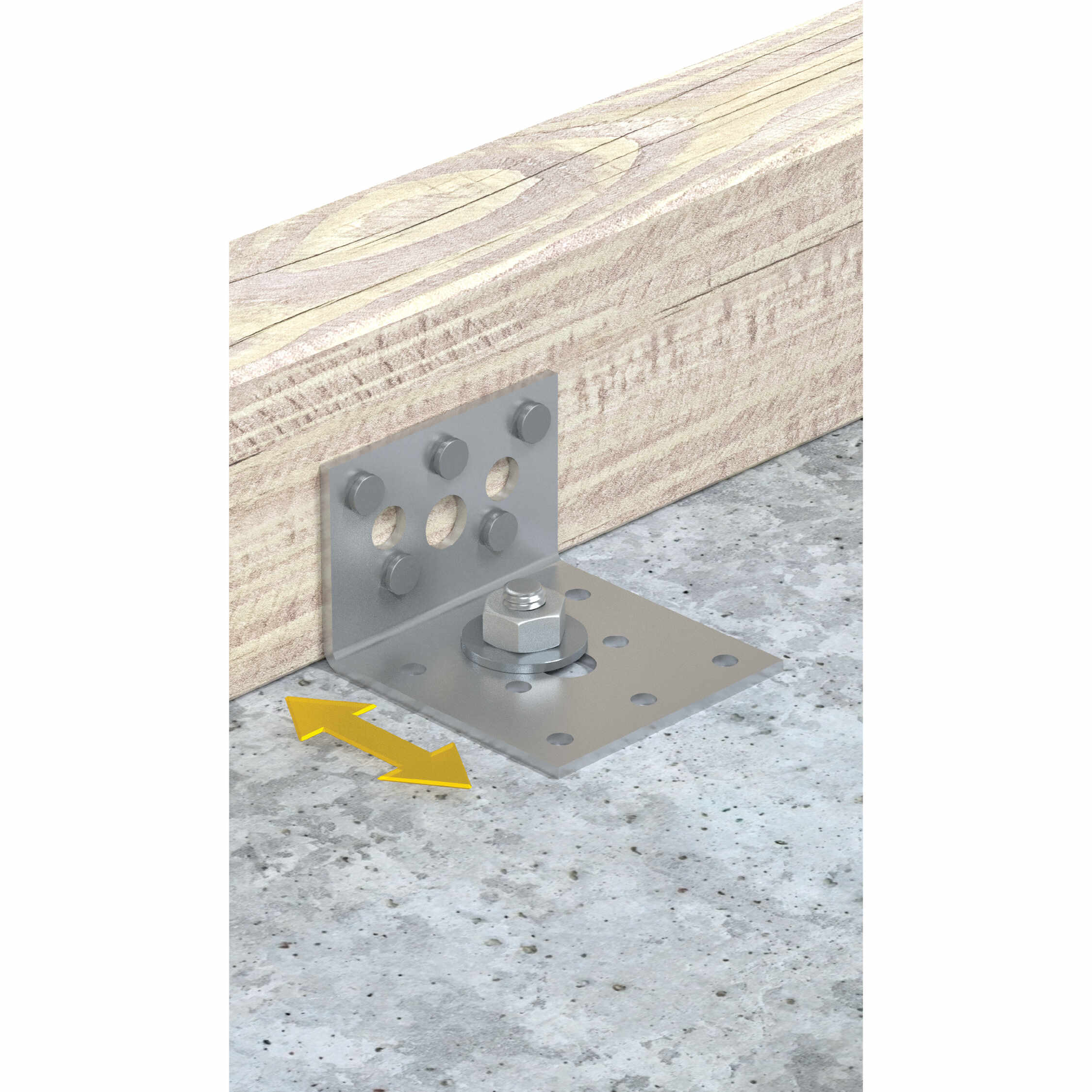 Kątownik KR 8, ZNO 130x70x65x5,0 mm, w montażu.
