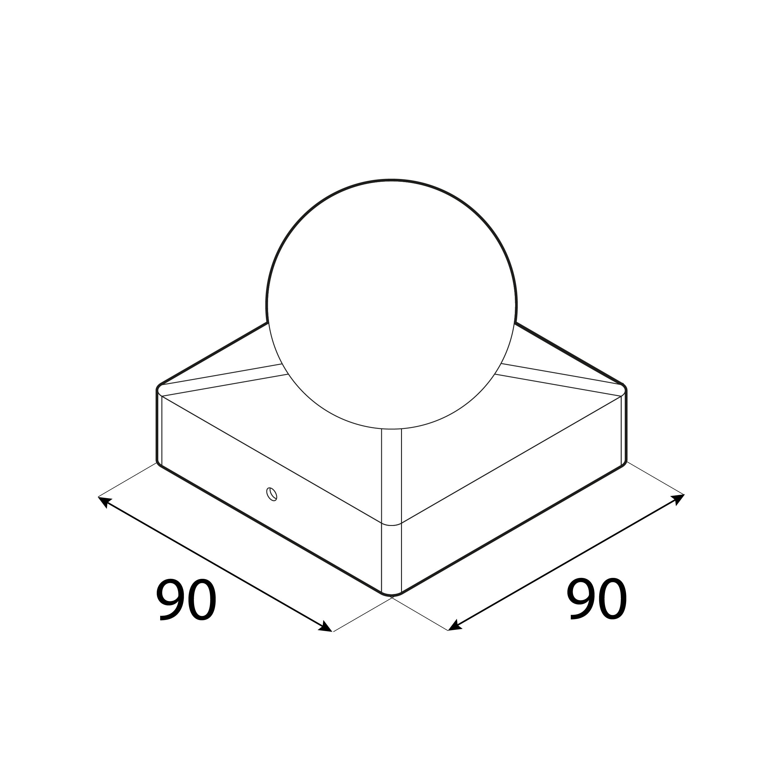 Daszek na słupek kwadratowy z kulą - DKK | 90x90 mm | srebrny Daszek na słupek kwadratowy z kulą - DKK | 90x90 mm | srebrny