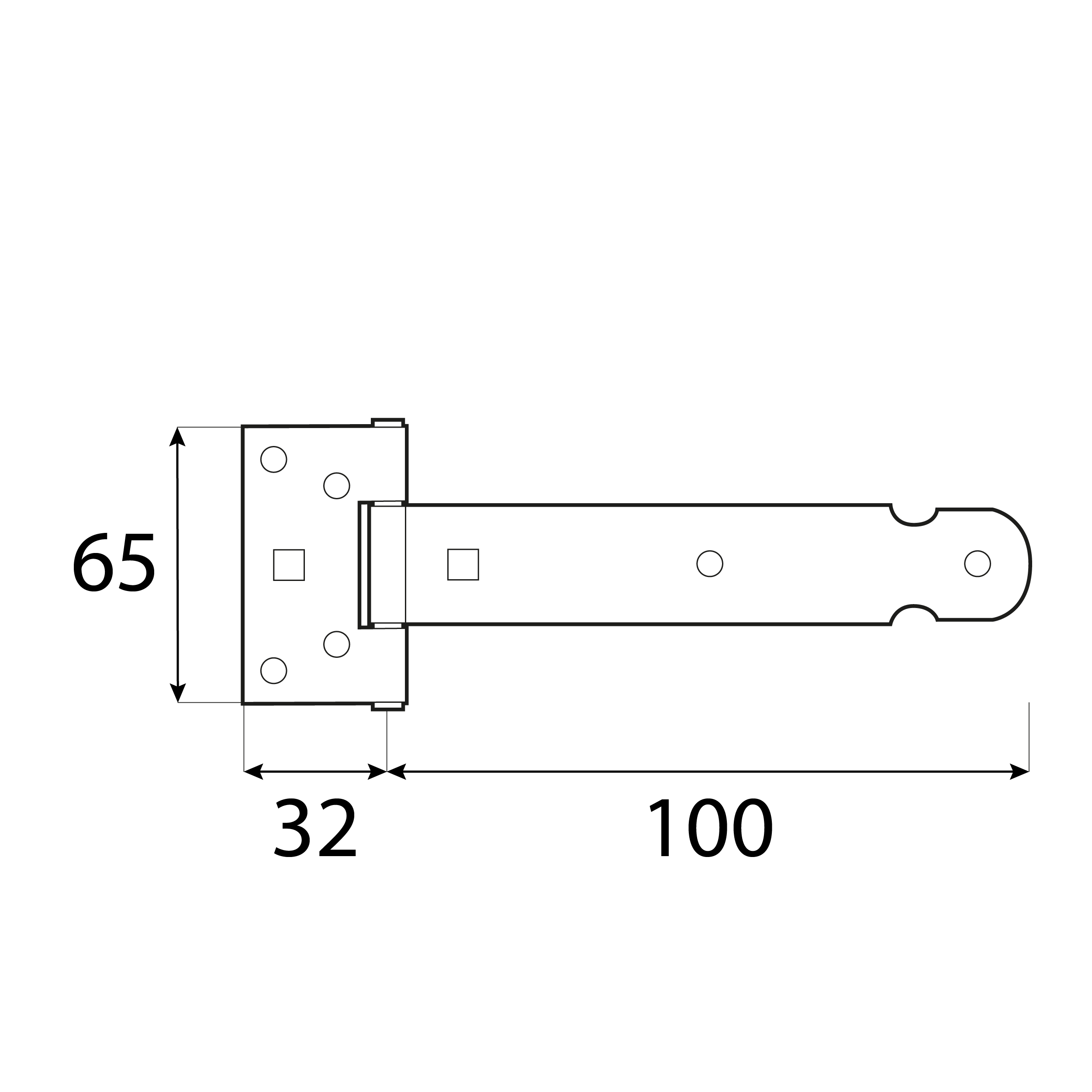 Zawias bramowy lekki do furtki okiennic ZBL 100, 100 mm, Złoty, 65 mm, 100x32x1,5 mm 2.