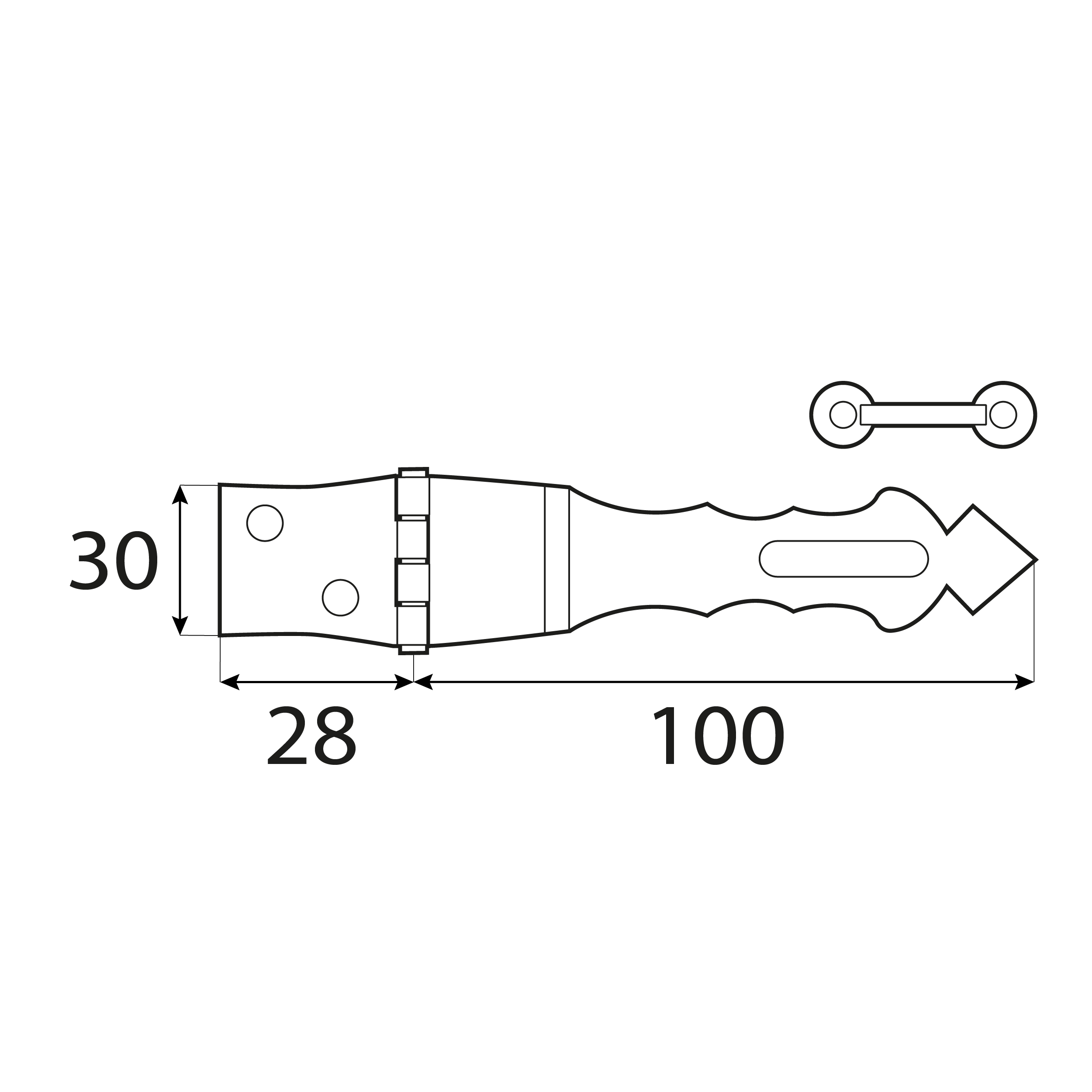 Zawias ozdobny z zamknięciem - ZOZ  | Czarny | 100 mm