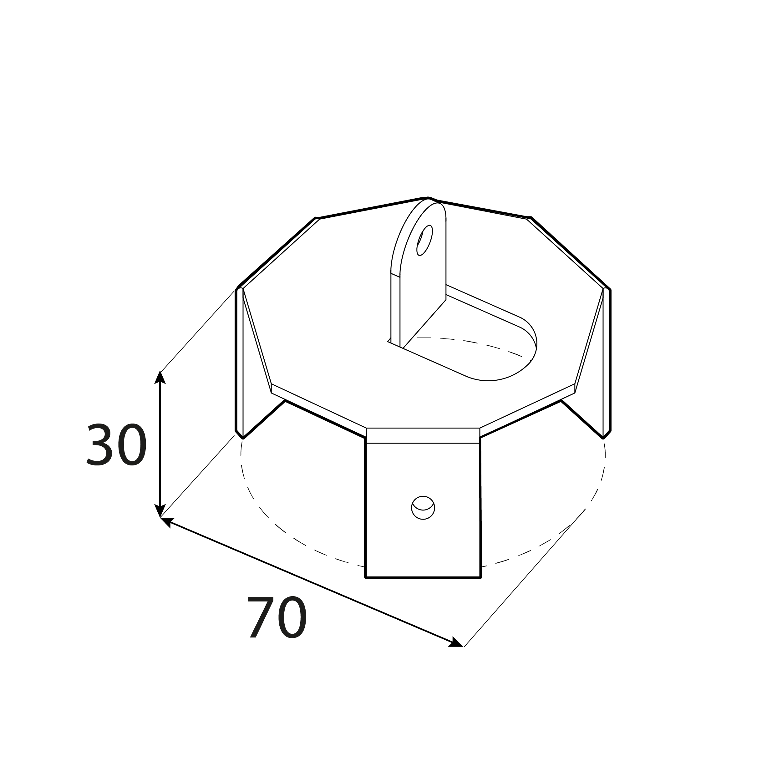Adapter do podstawy wkręcanej PWG - PWOM 1 Adapter PWOM 1, do podstaw słupa 69x30x2,0 mm, ujęcie 1.