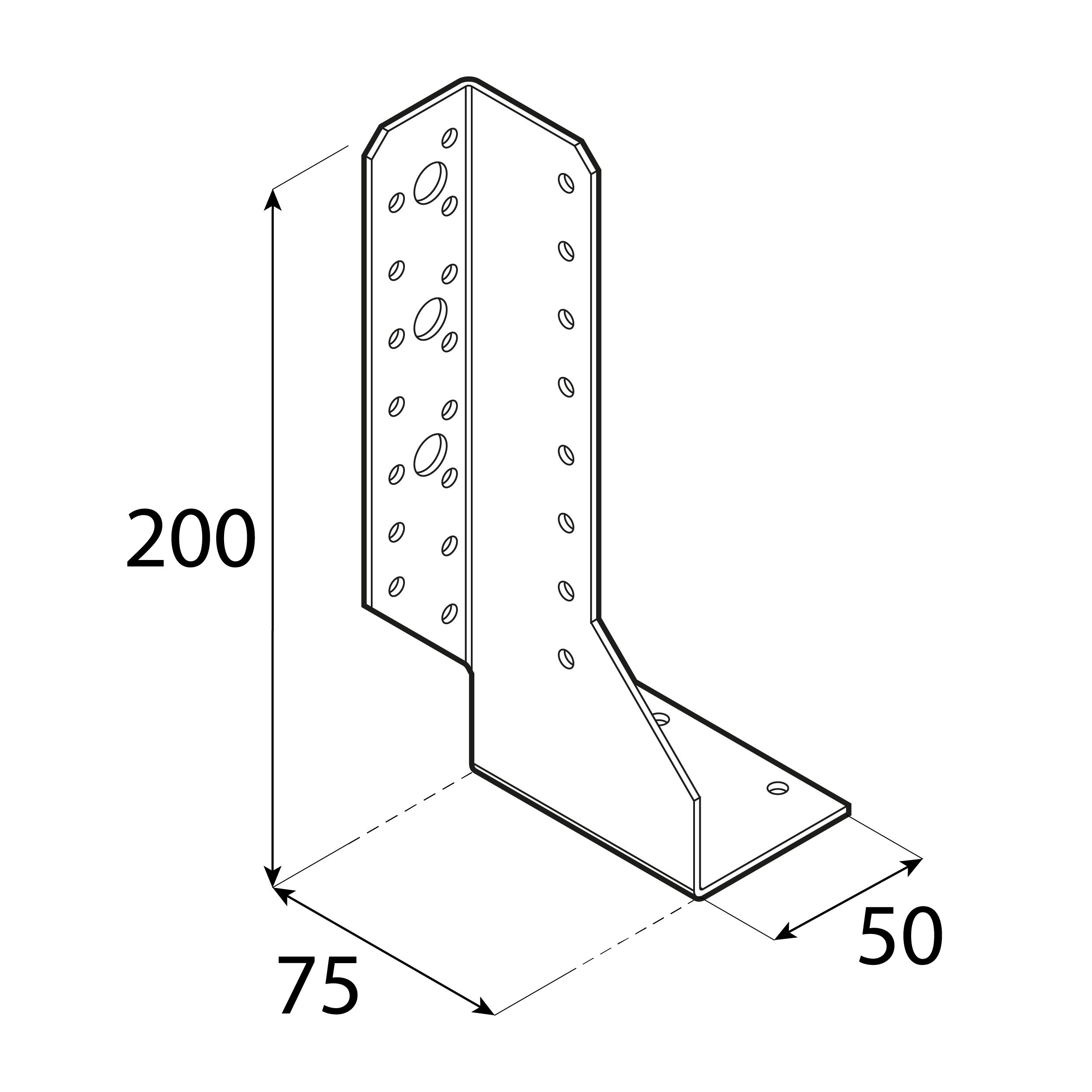 Wieszak belki dzielony lewy - WBD 200 L | 50x200x75 mm | Srebrny Wieszak belki dzielony lewy WBD 200 L, 50x200x75 mm, srebrny, Stal konstrukcyjna DX51D, ujęcie 1.