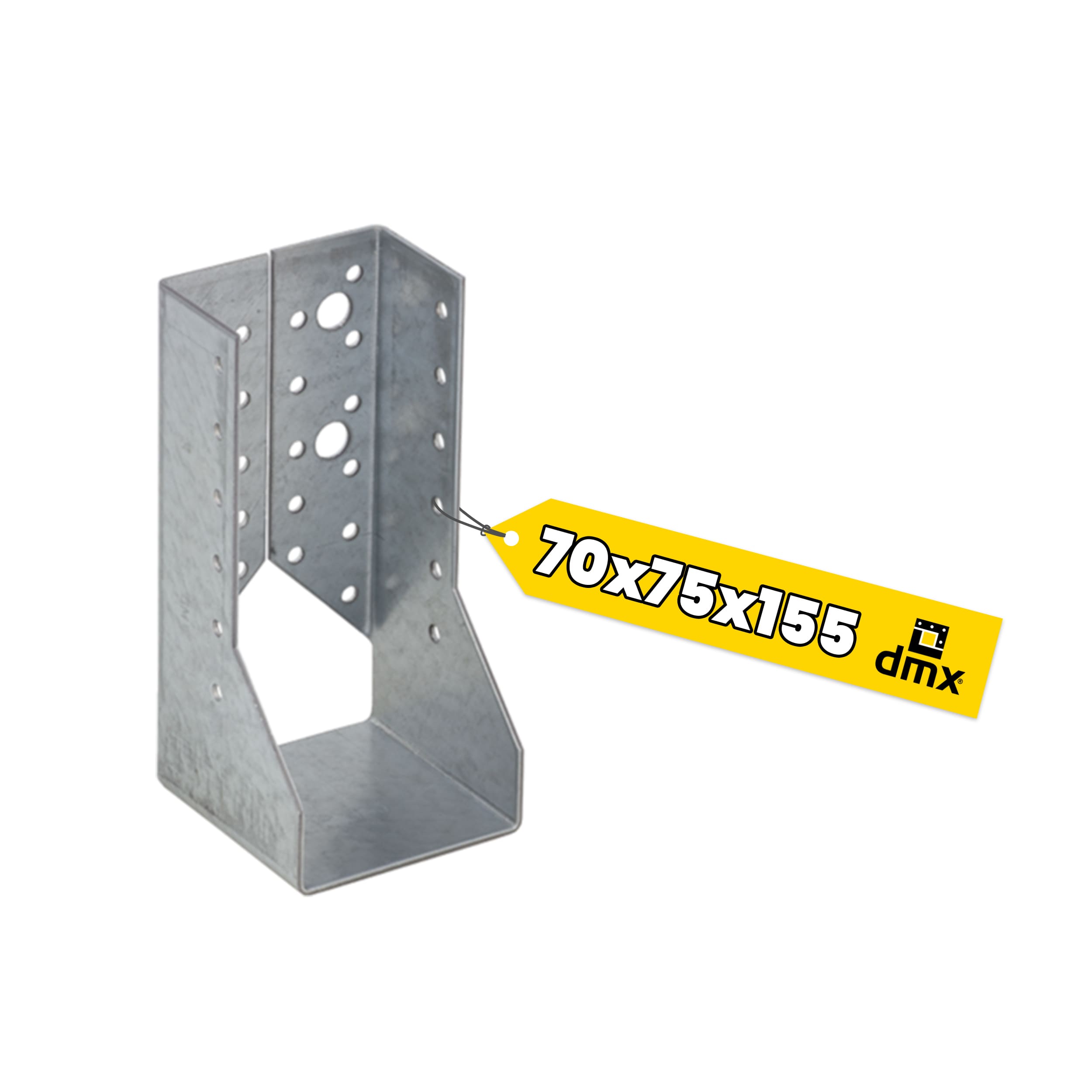 Wieszak belki uchwyt belki drewnianej zagięty WBZ 22, 70x155x75 mm, srebrny, 70x155x75x2,0 mm, Stal konstrukcyjna DX51D, ujęcie produktu.