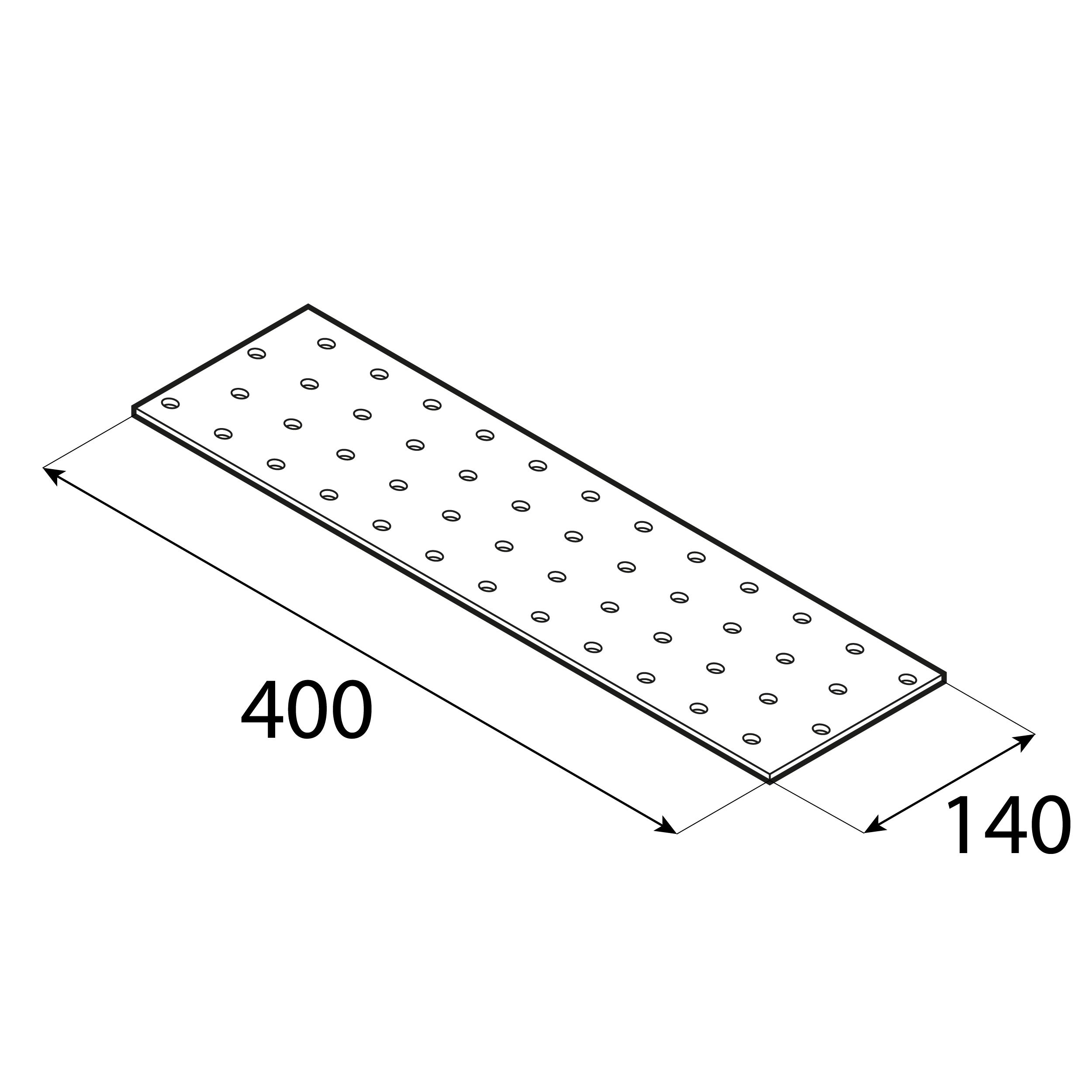 Płytka perforowana płaskownik PP 22, 400x140 mm, 2 mm, 140x400x2,0 mm, Stal konstrukcyjna DX51D, srebrny, ujęcie 2.