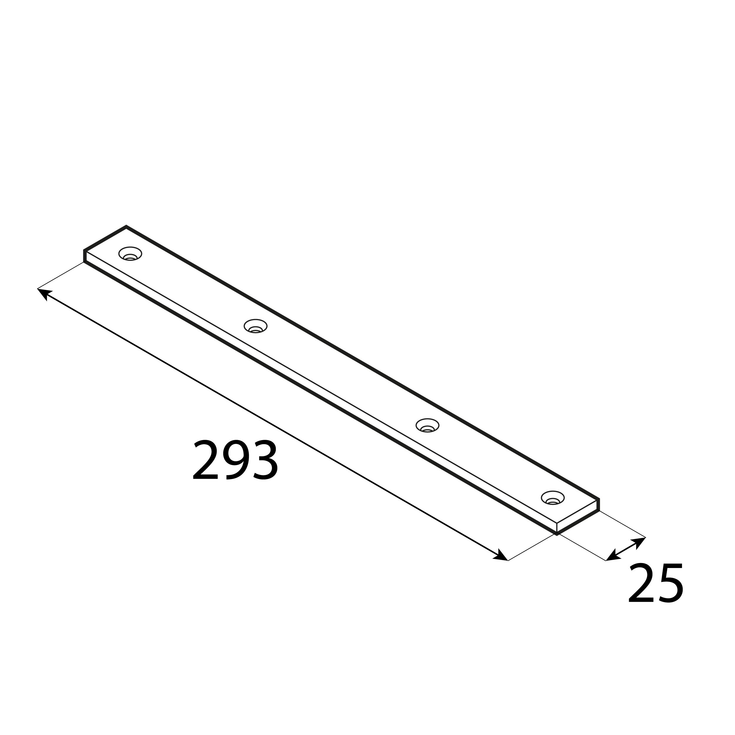 Łącznik wąski uniwersalny stalowy - LW 7 | 293xx25 mm | 20 szt Łącznik wąski uniwersalny stalowy LW 7, 293xx25 mm, 20 szt., 293x25x5,0 mm, Złoty, Stal konstrukcyjna S235.