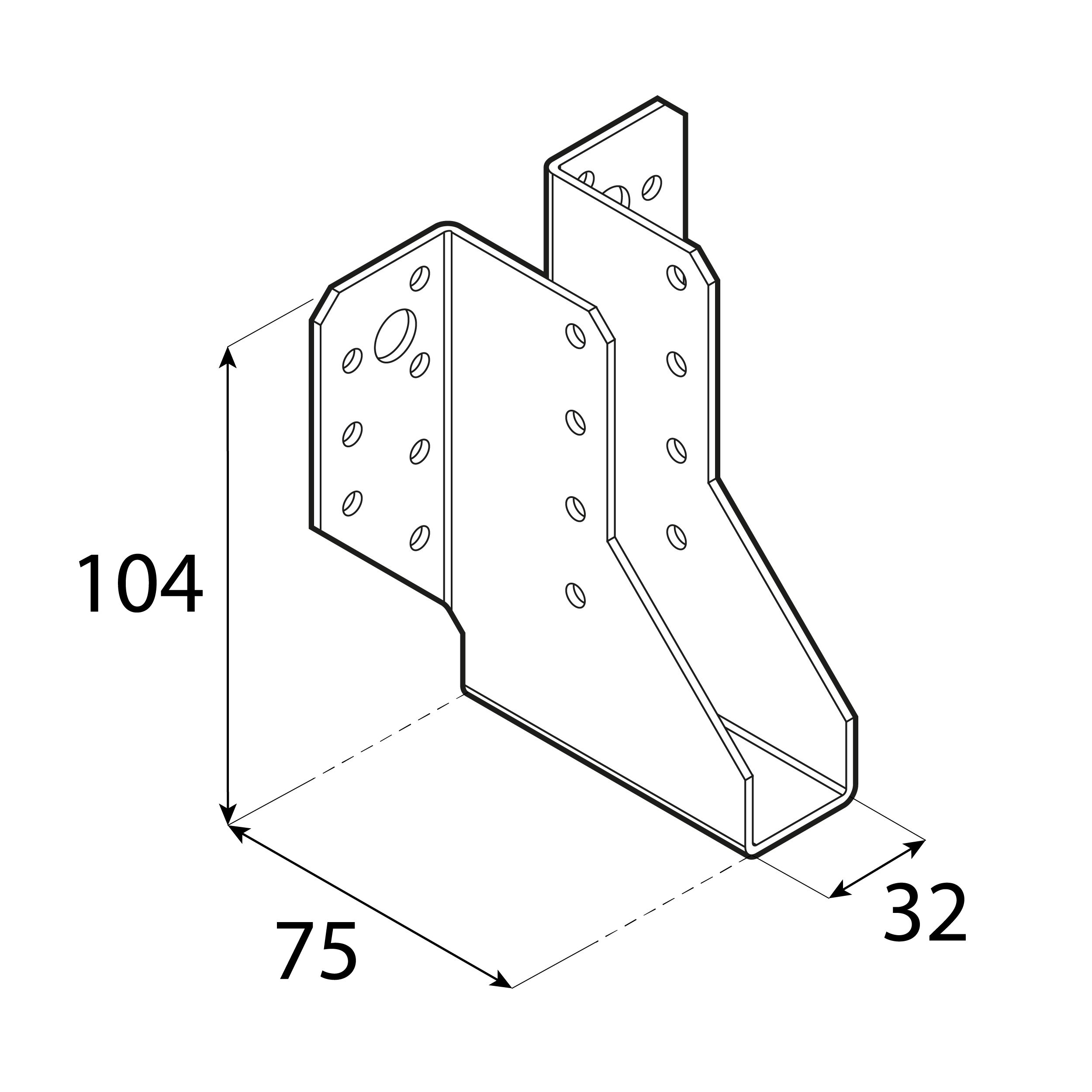 Wieszak belki uchwyt belki drewnianej - WB 43 | 32x104x75 mm | Srebrny Wieszak belki uchwyt belki drewnianej - WB 43 | 32x104x75 mm | Srebrny