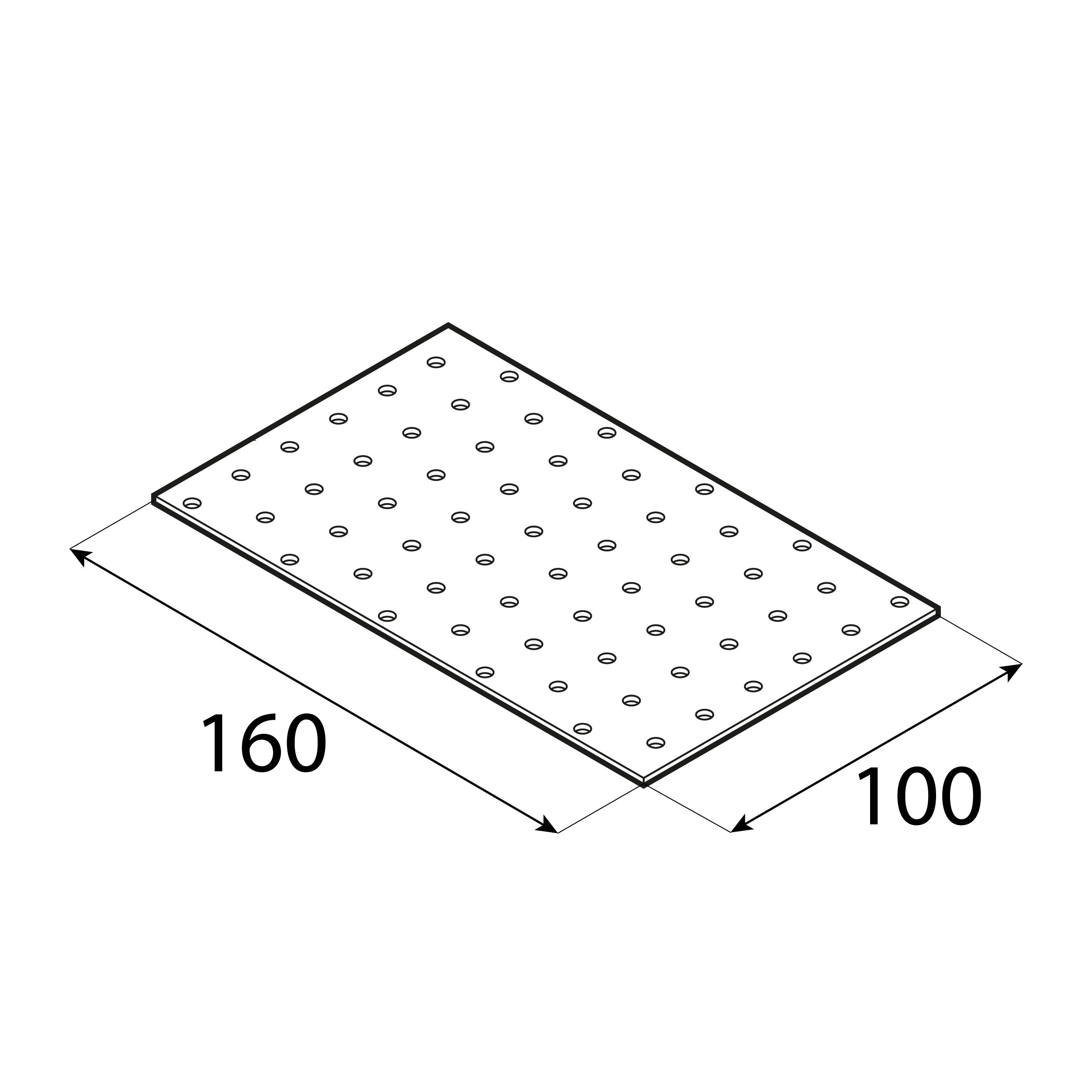 Płytka perforowana płaskownik PP 36, 160x100 mm, 2 mm, 100x160x2,0 mm, Stal konstrukcyjna DX51D, srebrny, ujęcie 2.